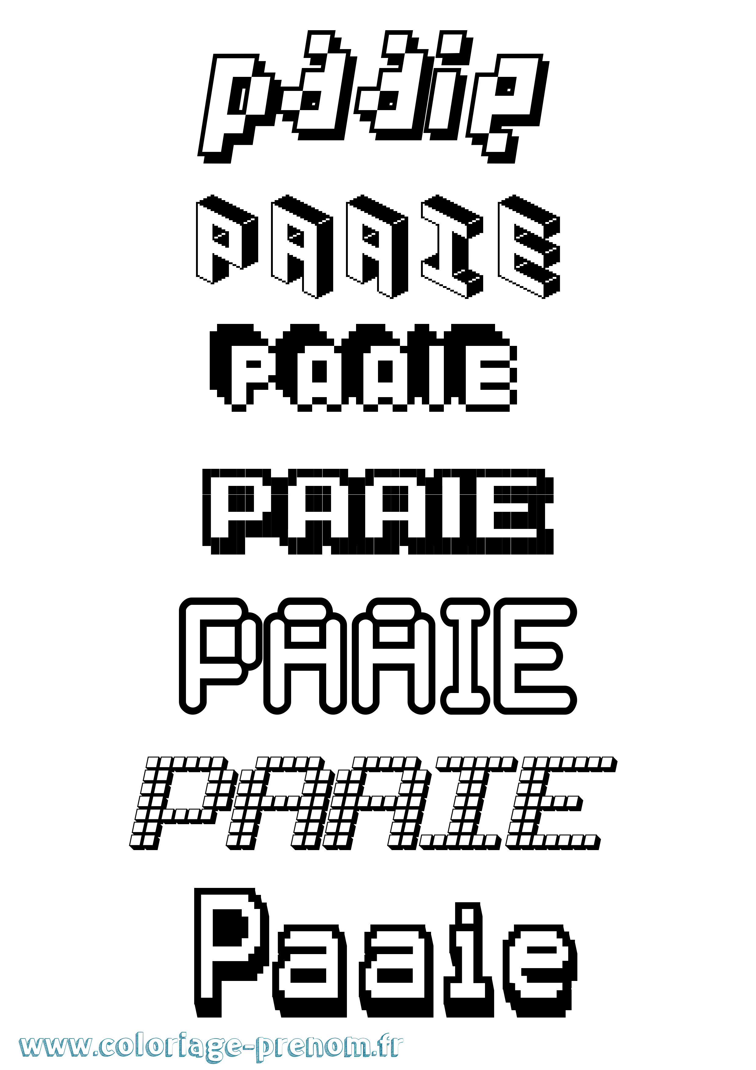 Coloriage Paaie Pixel Coloriage prénom Paaie Pixel