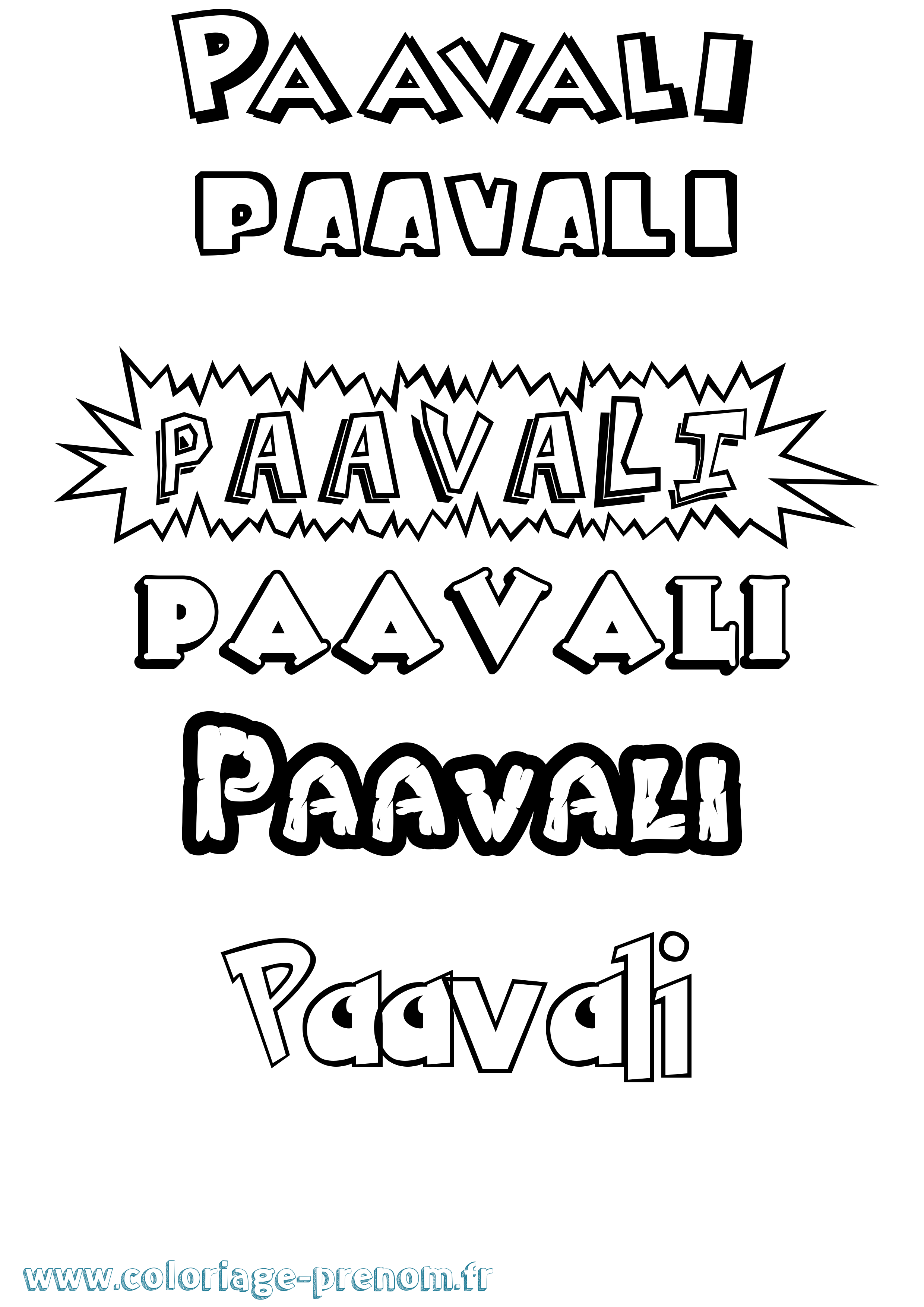 Coloriage prénom Paavali Dessin Animé