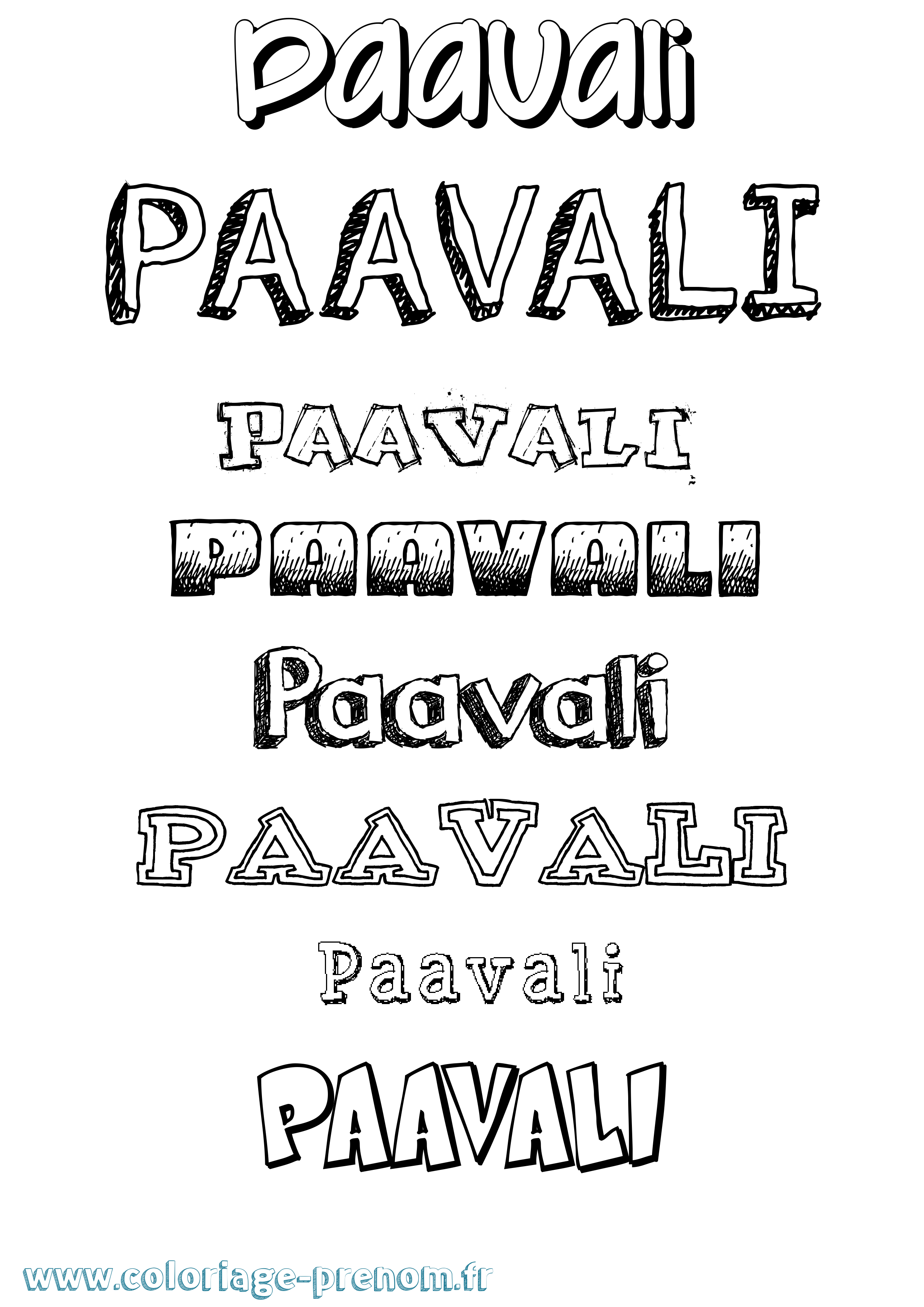 Coloriage prénom Paavali Dessiné