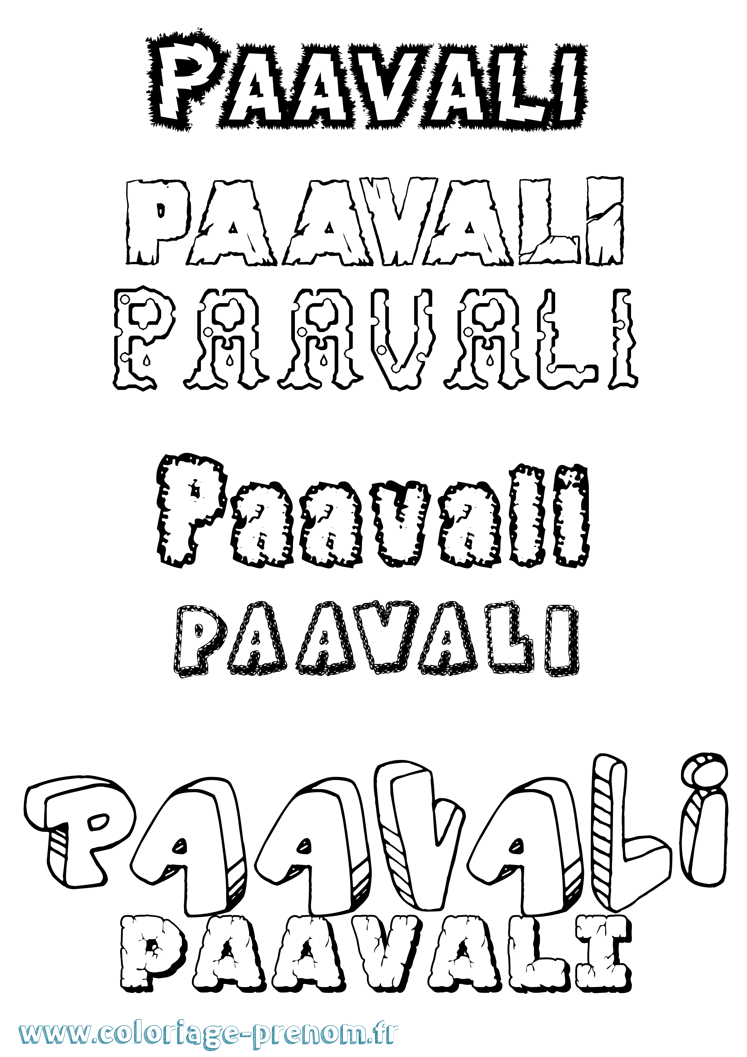 Coloriage prénom Paavali Destructuré
