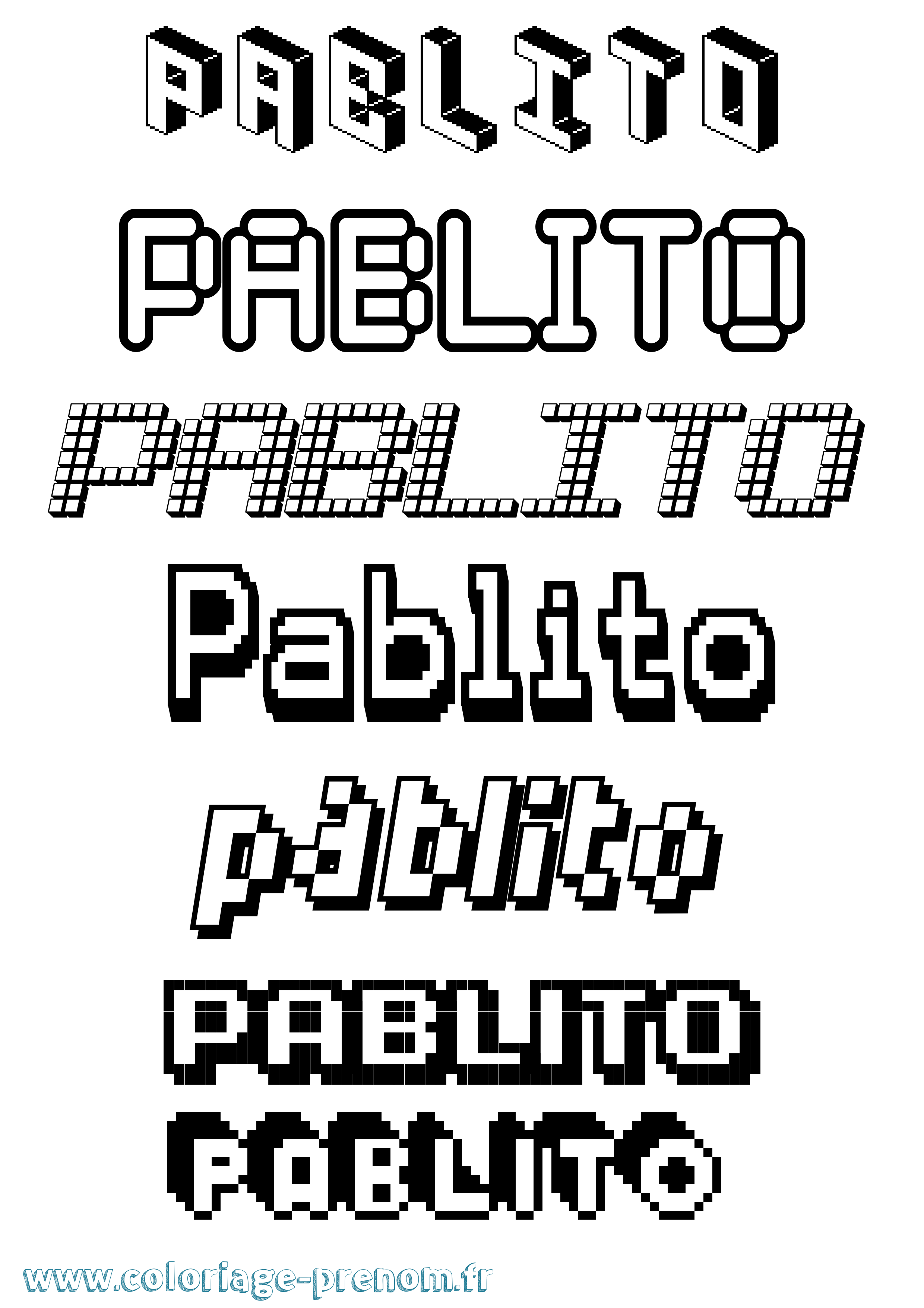 Coloriage prénom Pablito Pixel