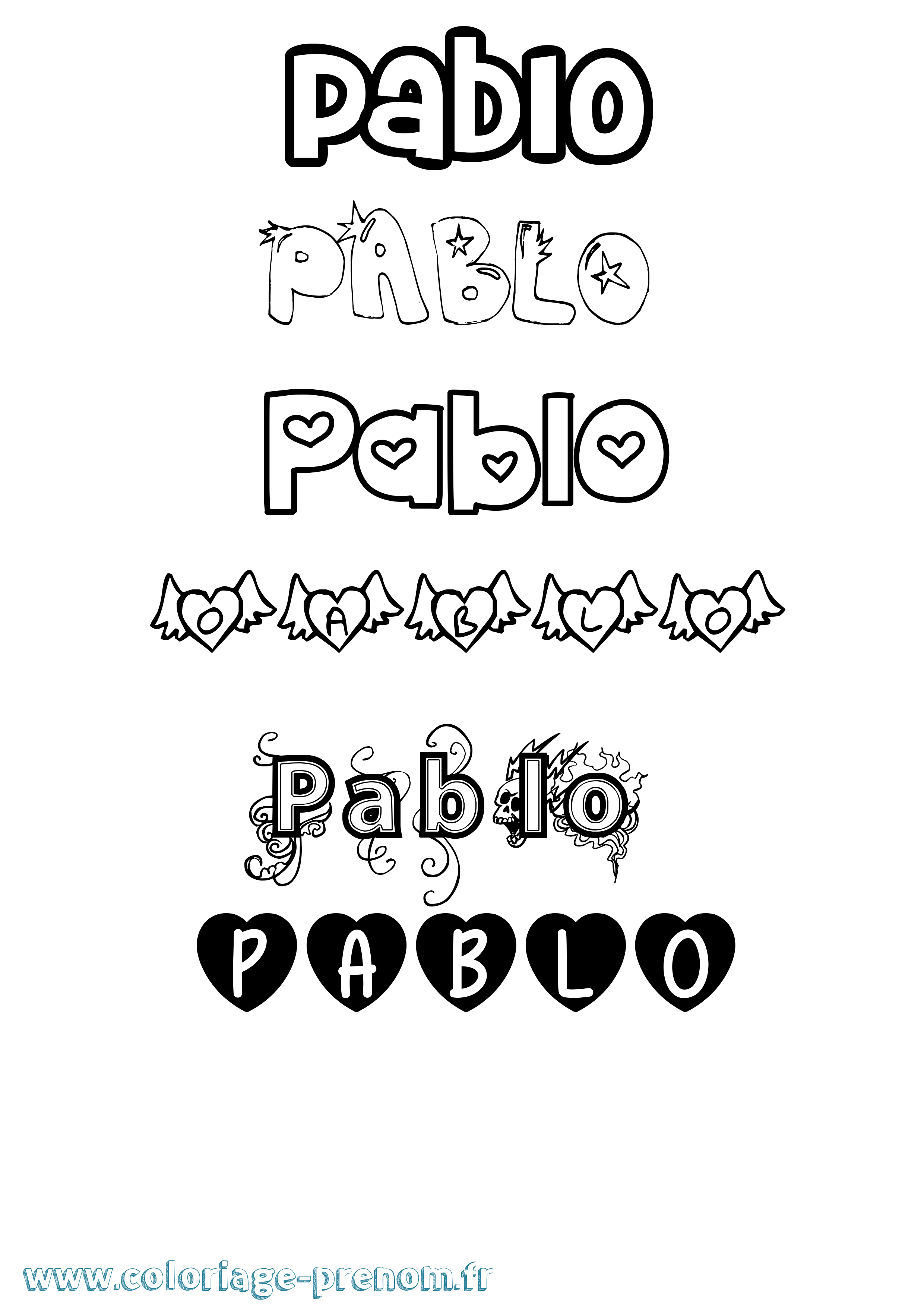 Coloriage prénom Pablo Girly