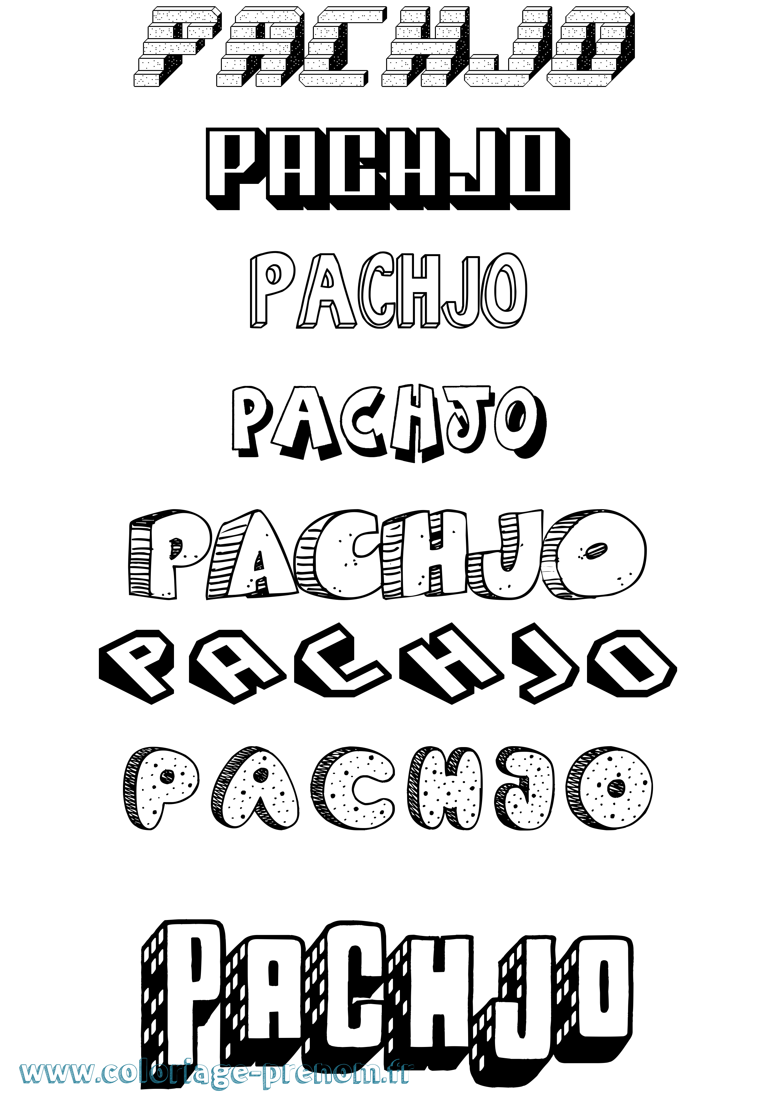 Coloriage prénom Pachjo Effet 3D