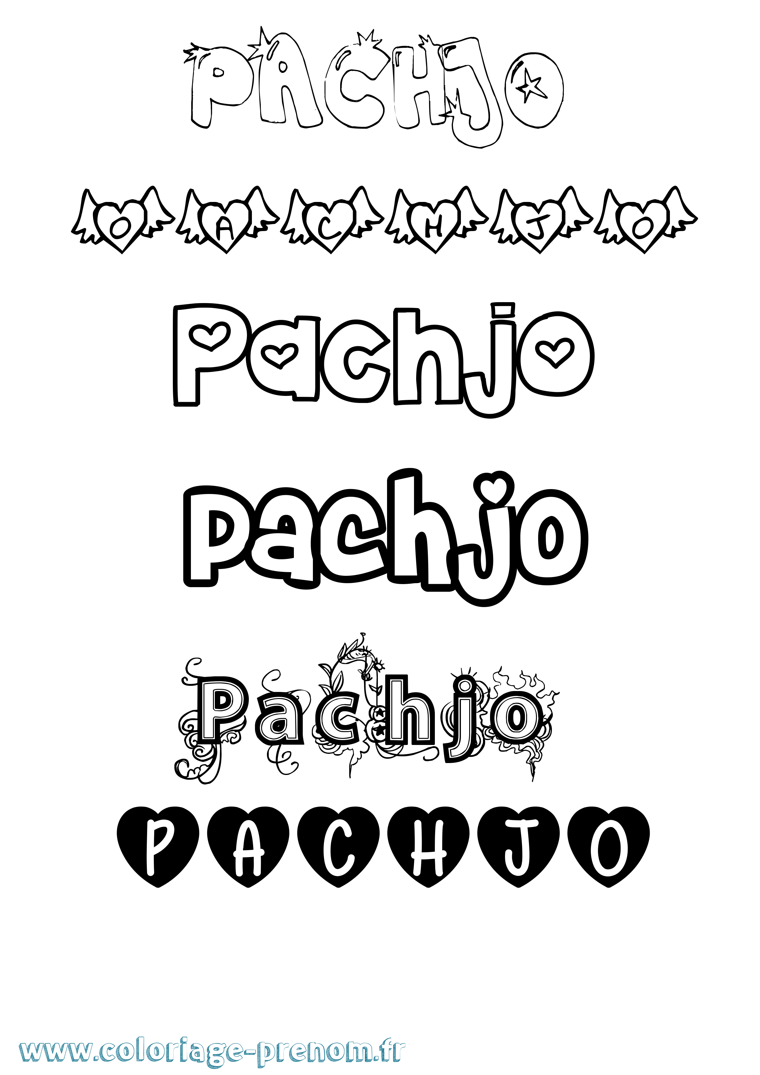 Coloriage prénom Pachjo Girly