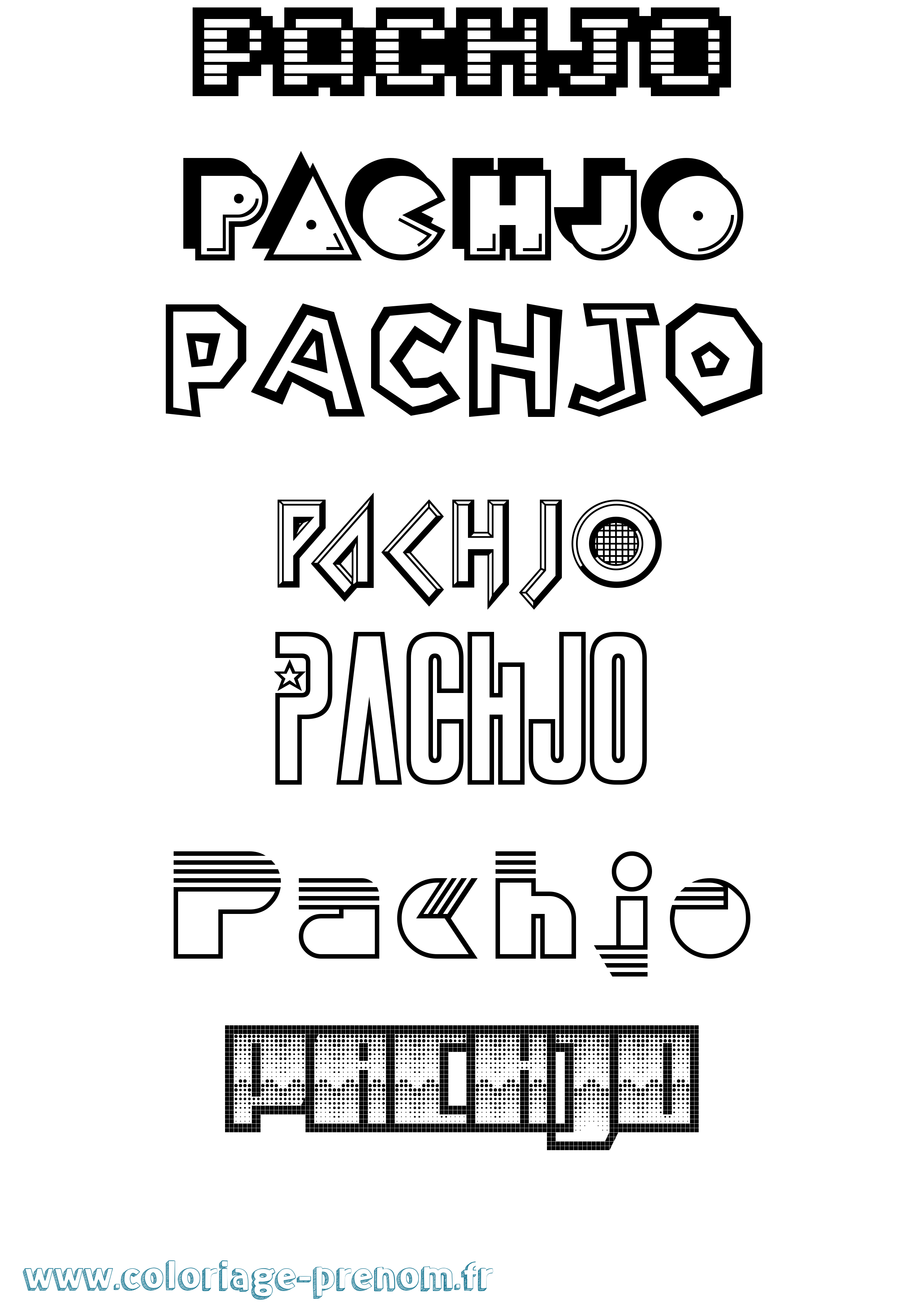 Coloriage prénom Pachjo Jeux Vidéos