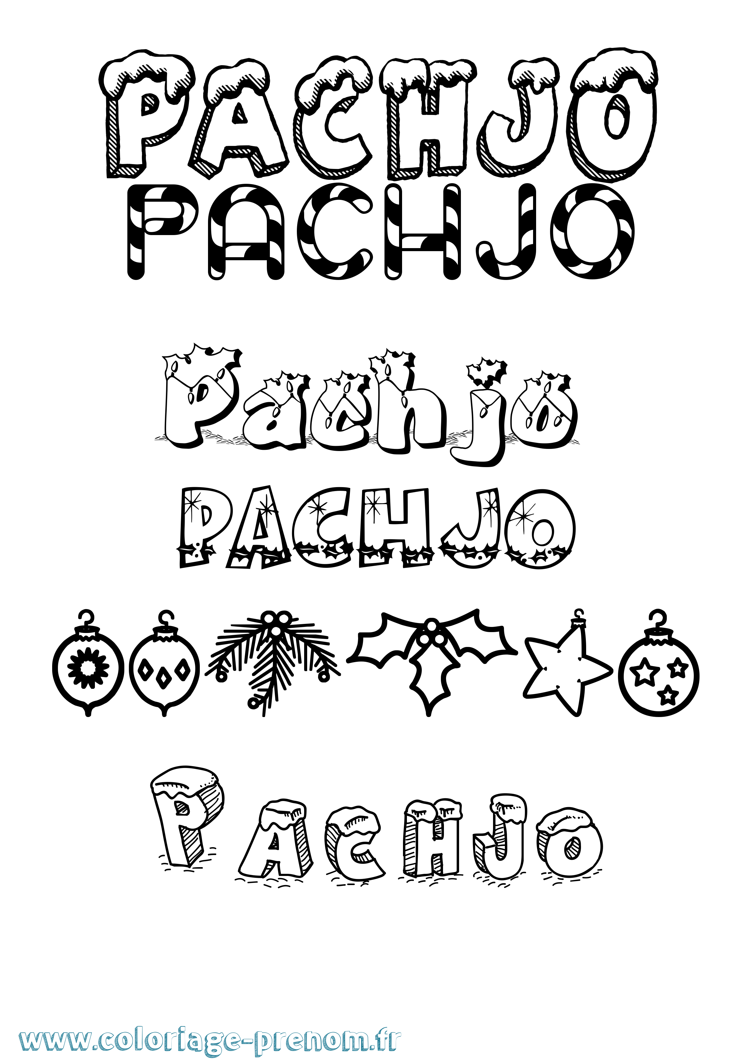 Coloriage prénom Pachjo Noël