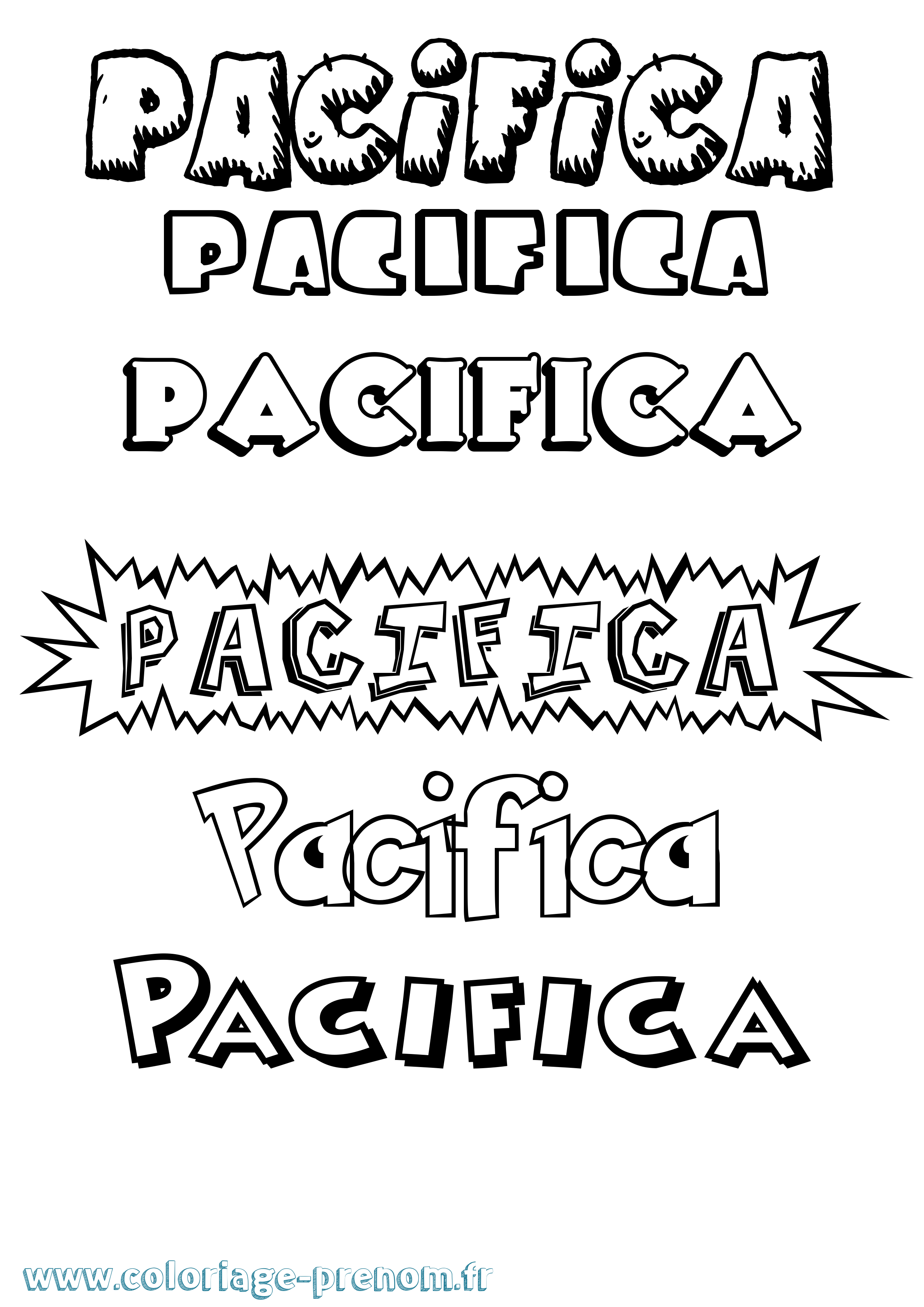 Coloriage prénom Pacifica Dessin Animé