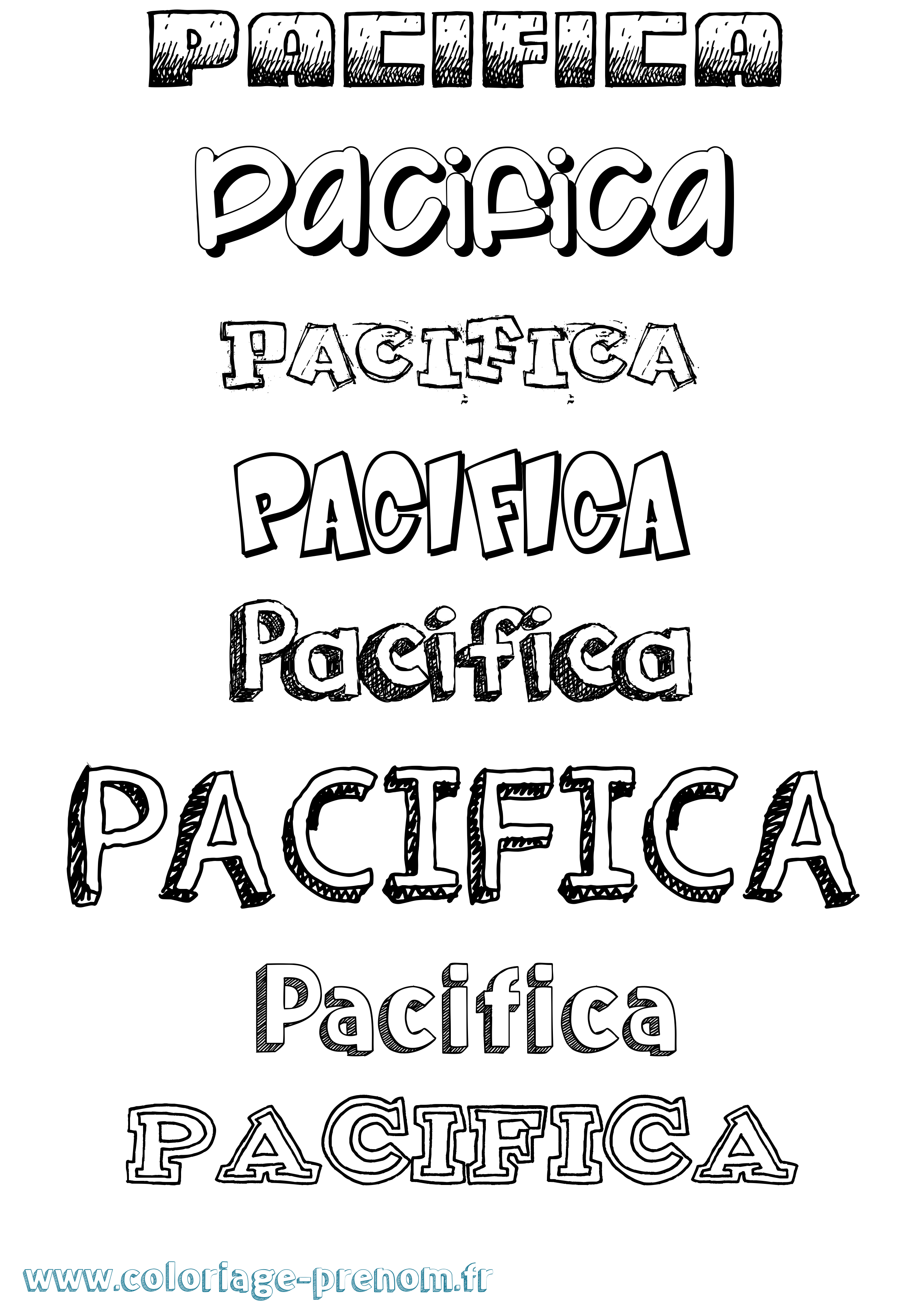 Coloriage prénom Pacifica Dessiné
