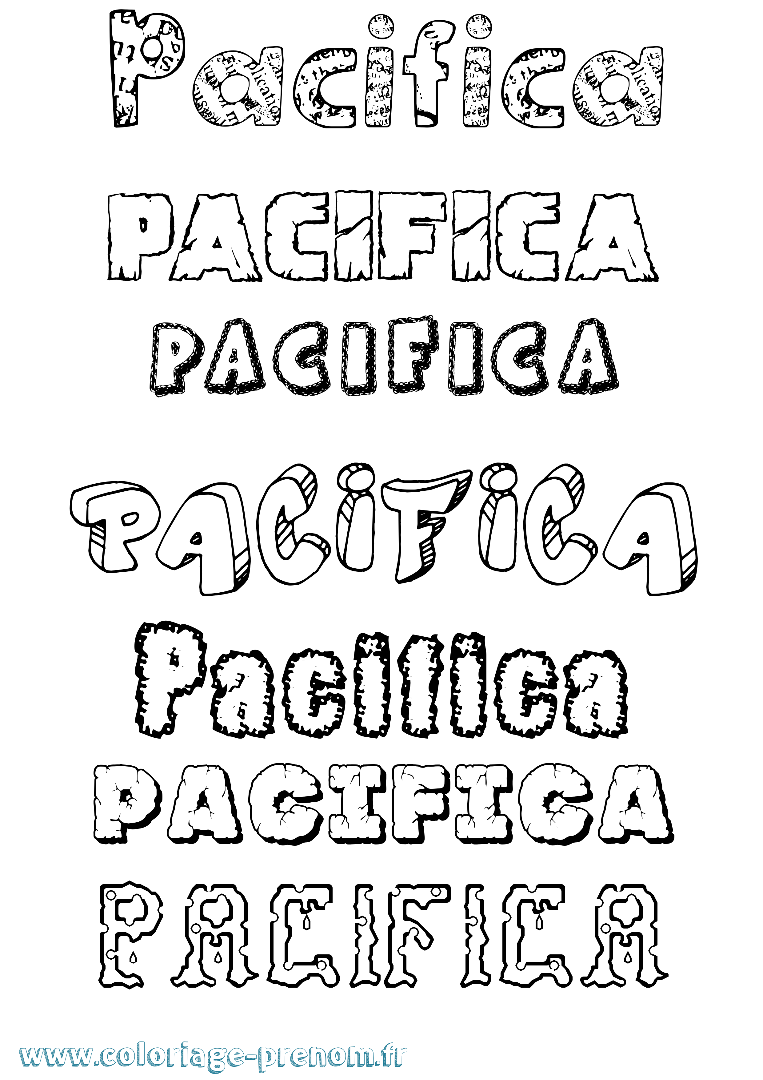 Coloriage prénom Pacifica Destructuré