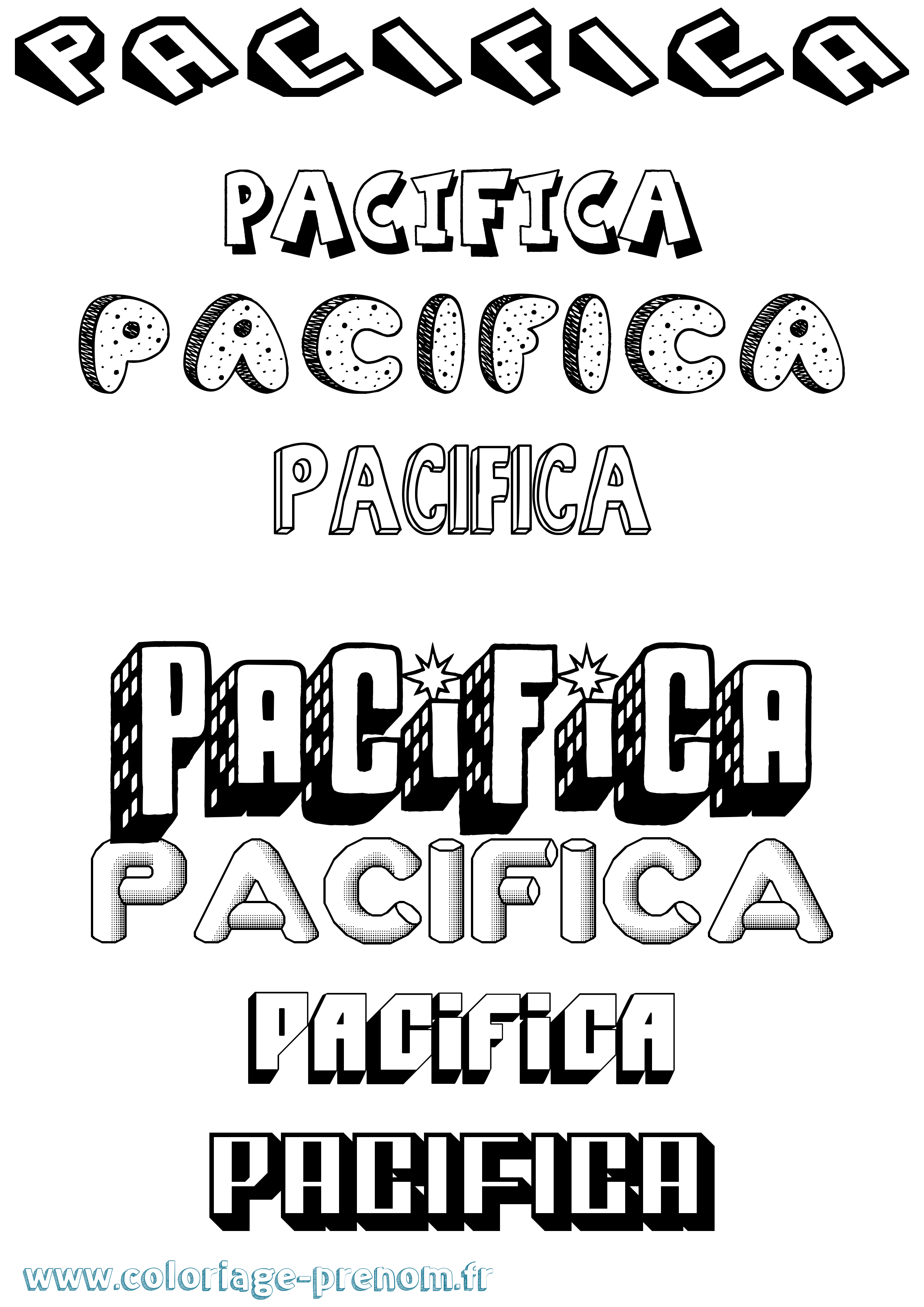 Coloriage prénom Pacifica Effet 3D