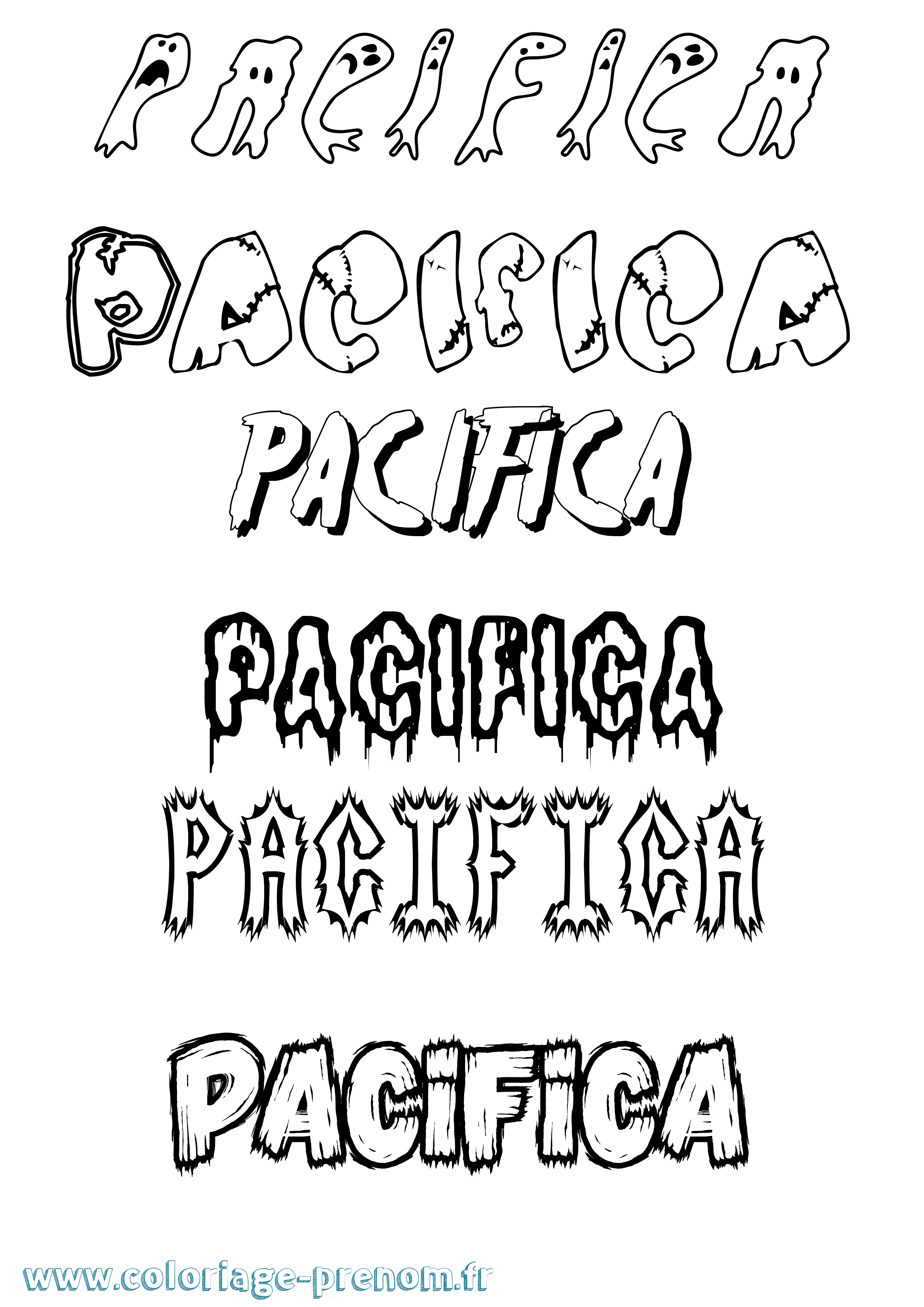 Coloriage prénom Pacifica Frisson