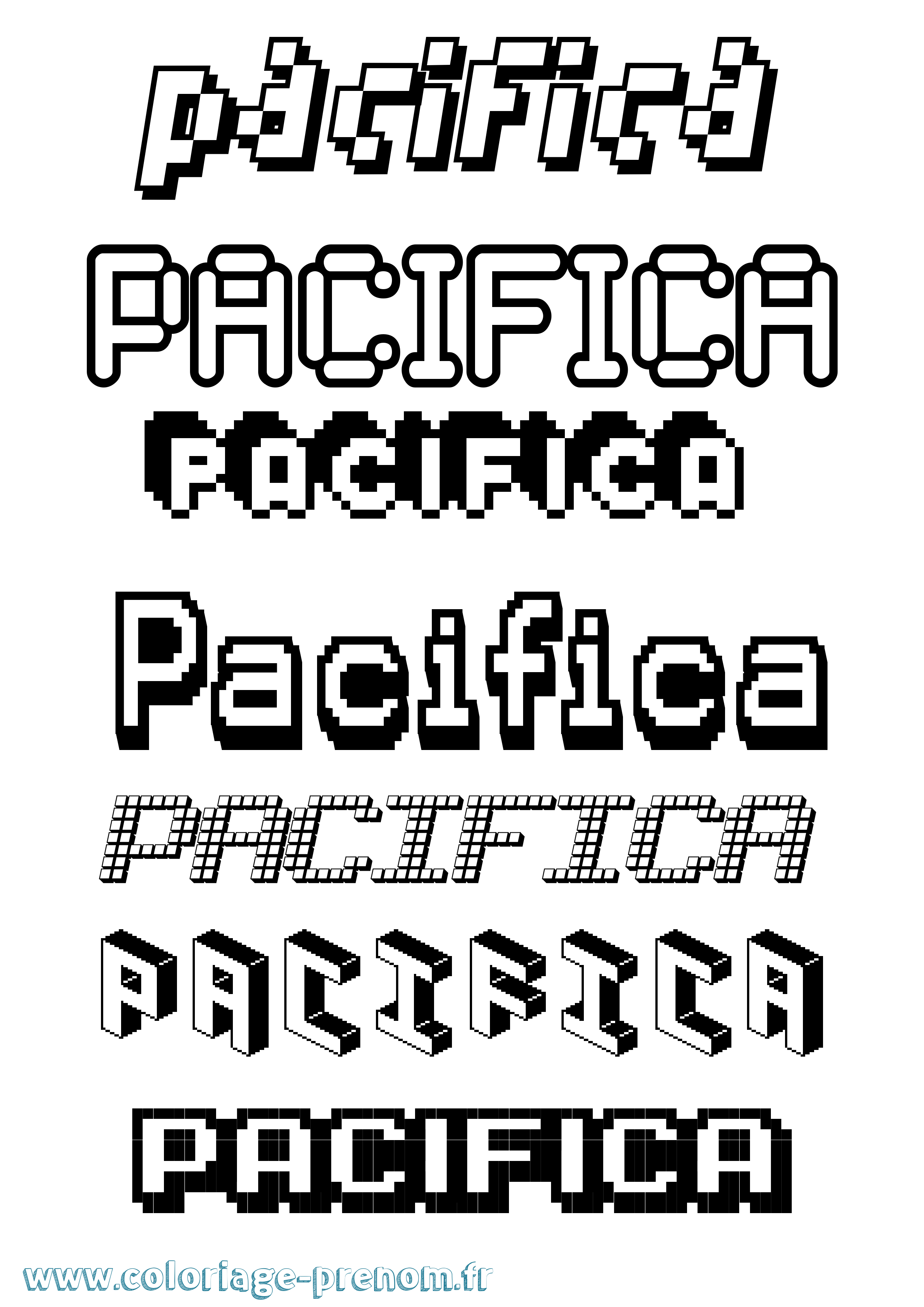 Coloriage prénom Pacifica Pixel