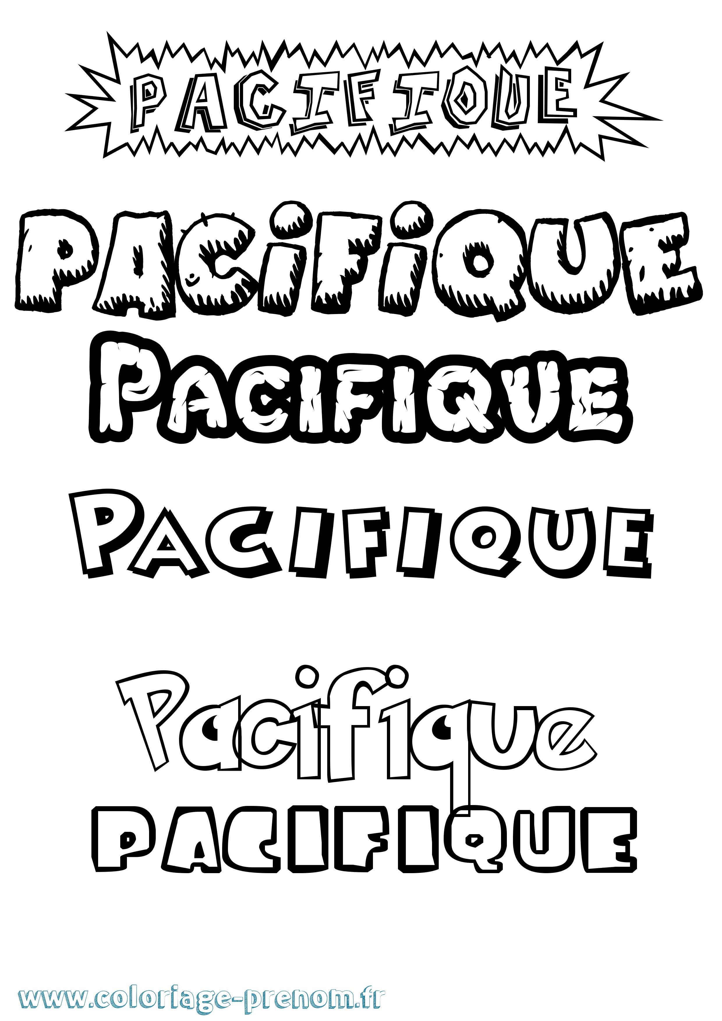 Coloriage Pacifique Dessin Animé Coloriage prénom Pacifique Dessin Animé
