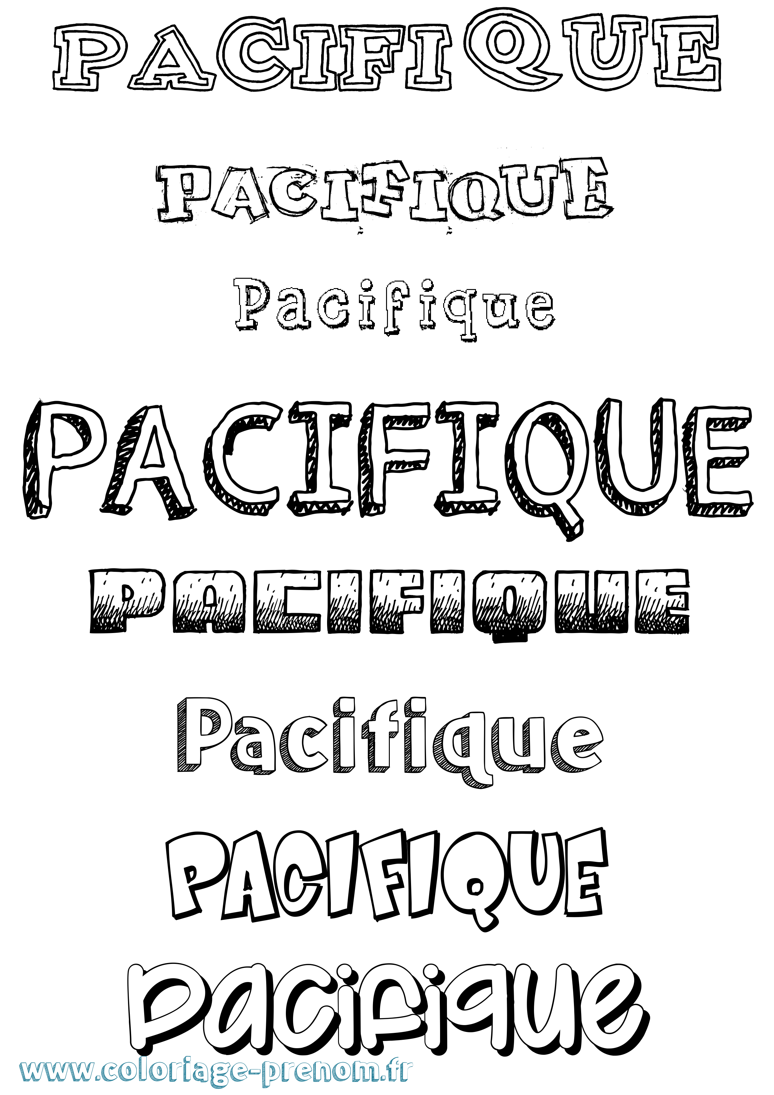 Coloriage Pacifique Dessiné Coloriage prénom Pacifique Dessiné