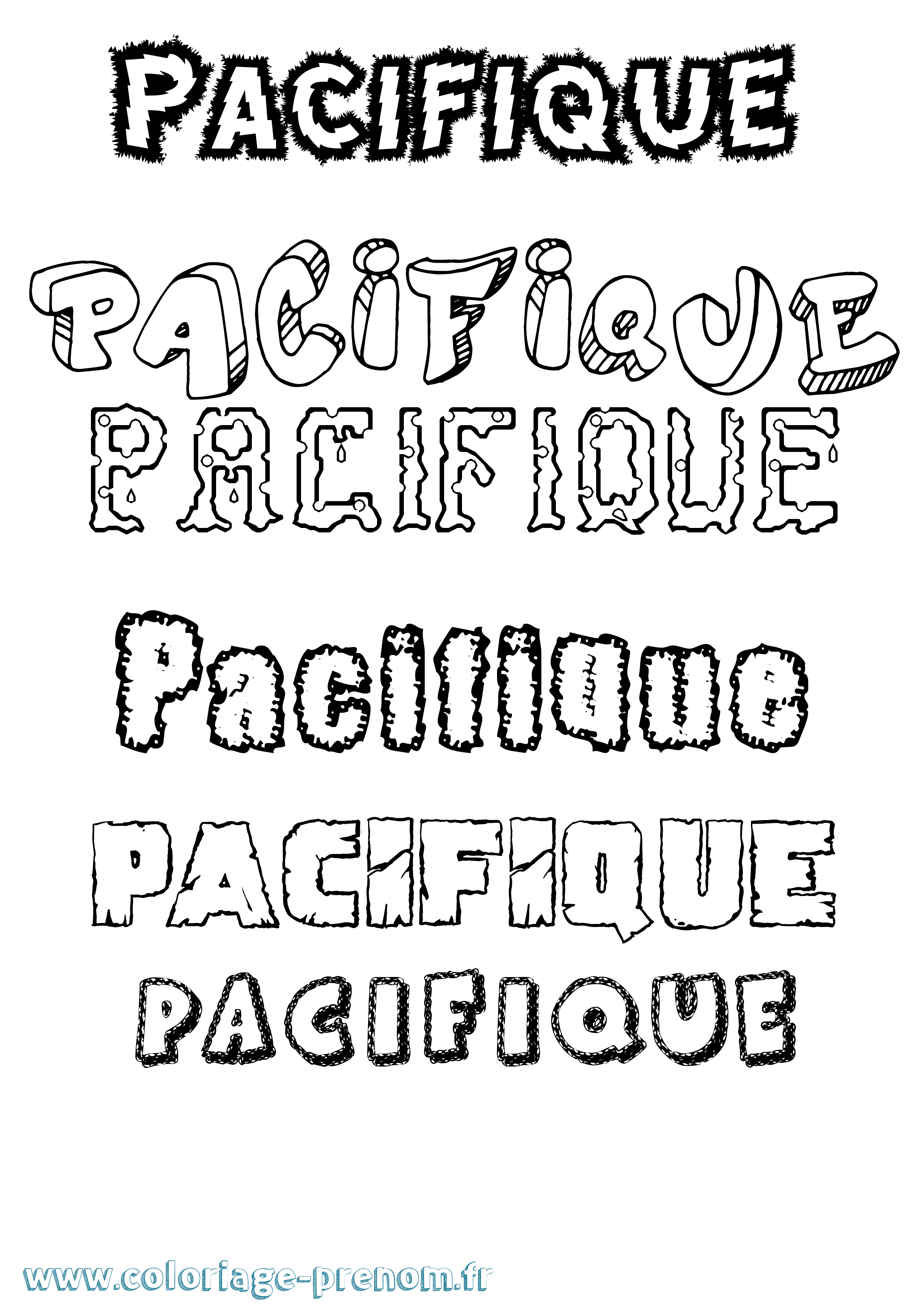 Coloriage Pacifique Destructuré Coloriage prénom Pacifique Destructuré