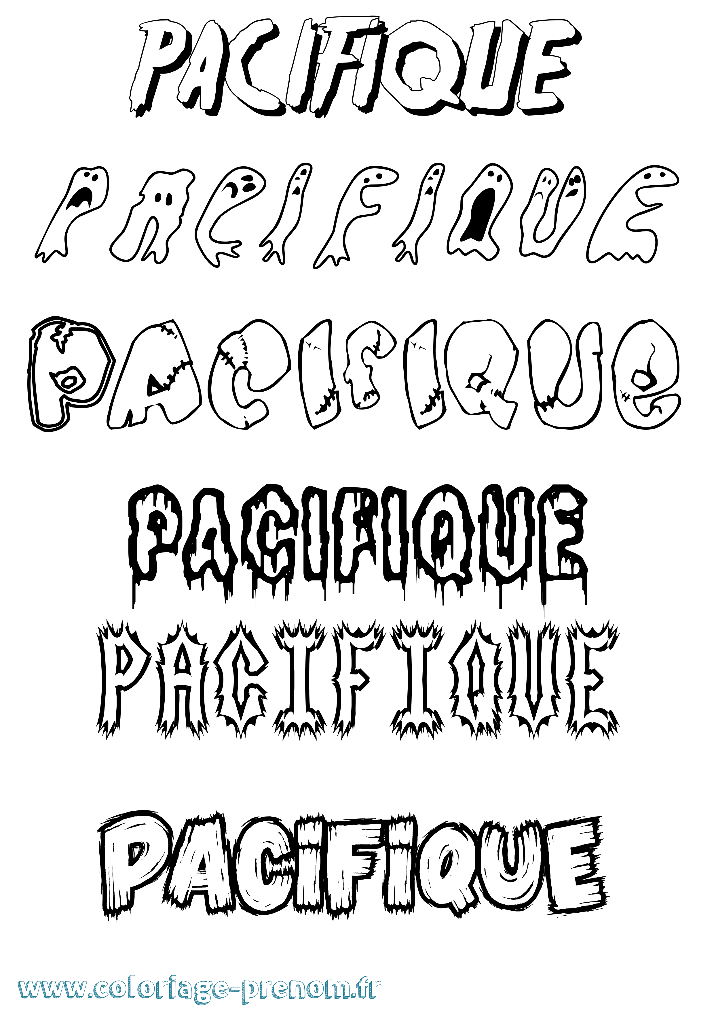 Coloriage Pacifique Frisson Coloriage prénom Pacifique Frisson