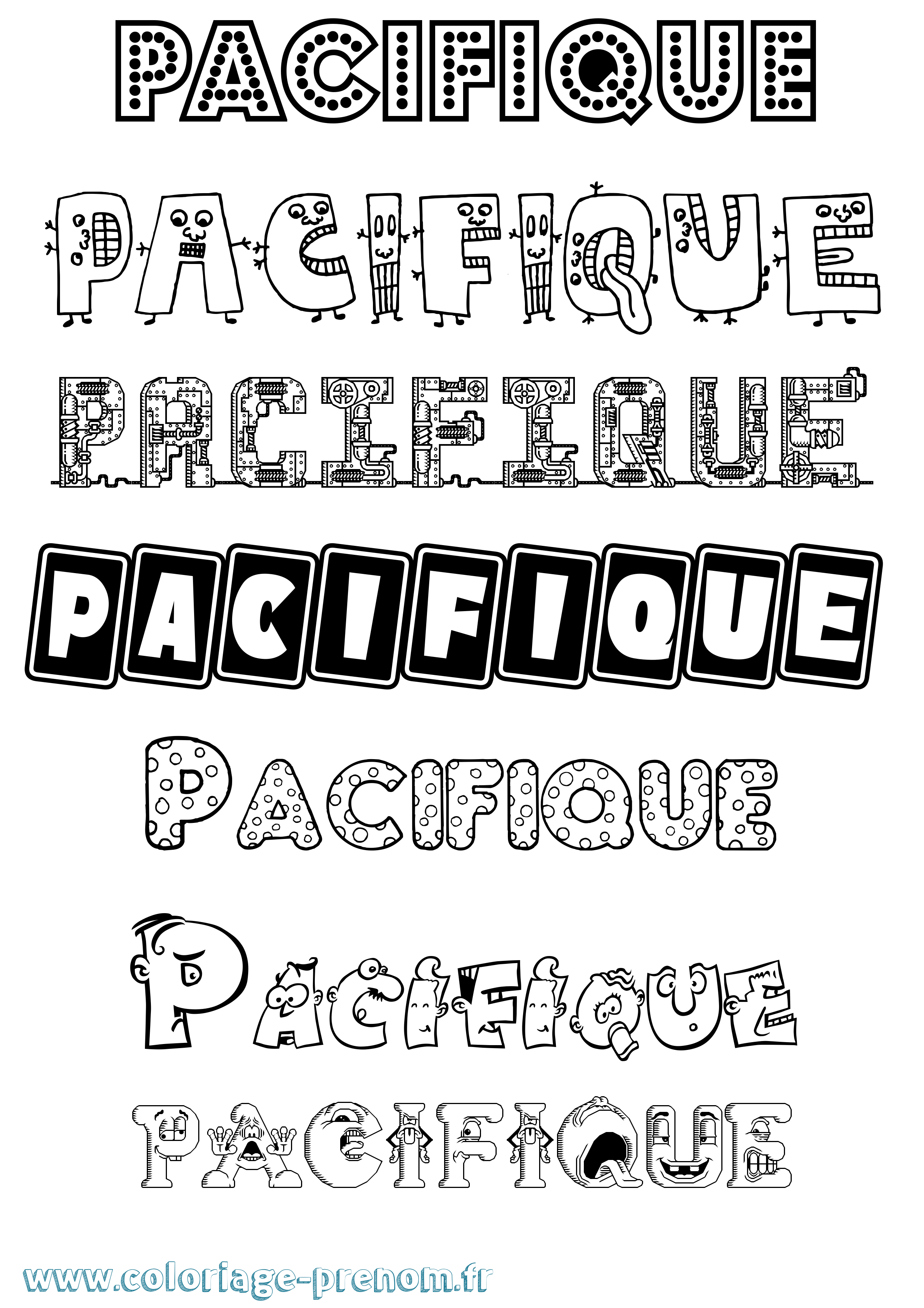 Coloriage Pacifique Fun Coloriage prénom Pacifique Fun