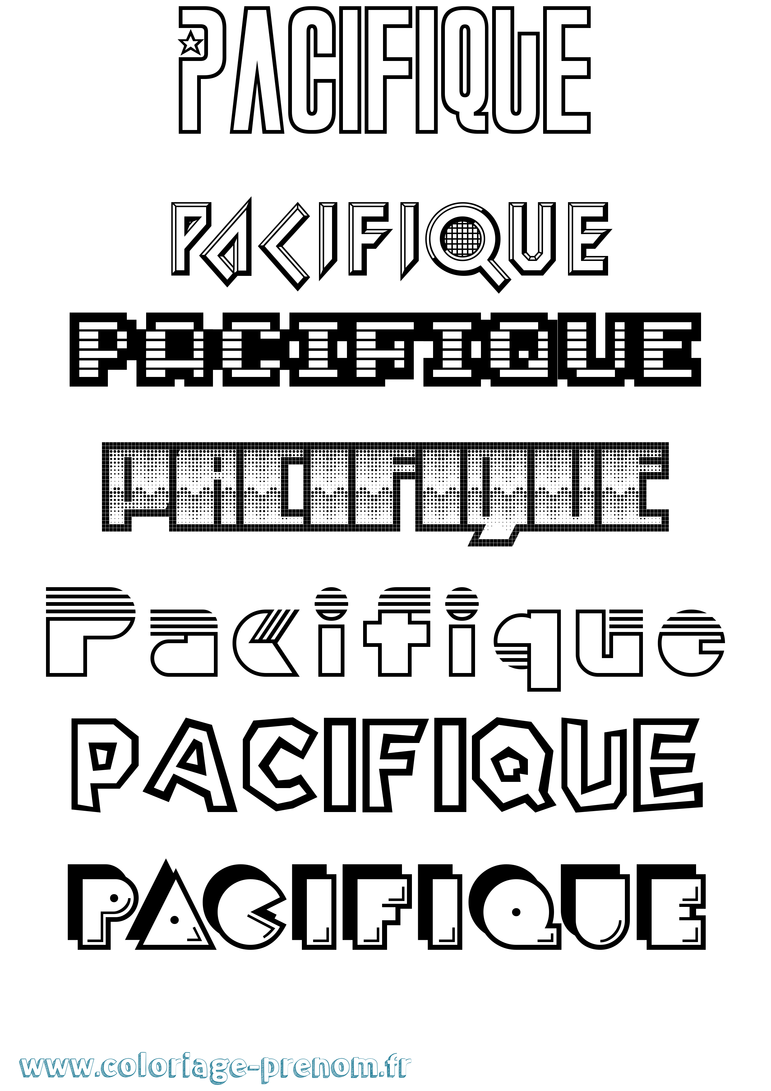 Coloriage Pacifique Jeux Vidéos Coloriage prénom Pacifique Jeux Vidéos