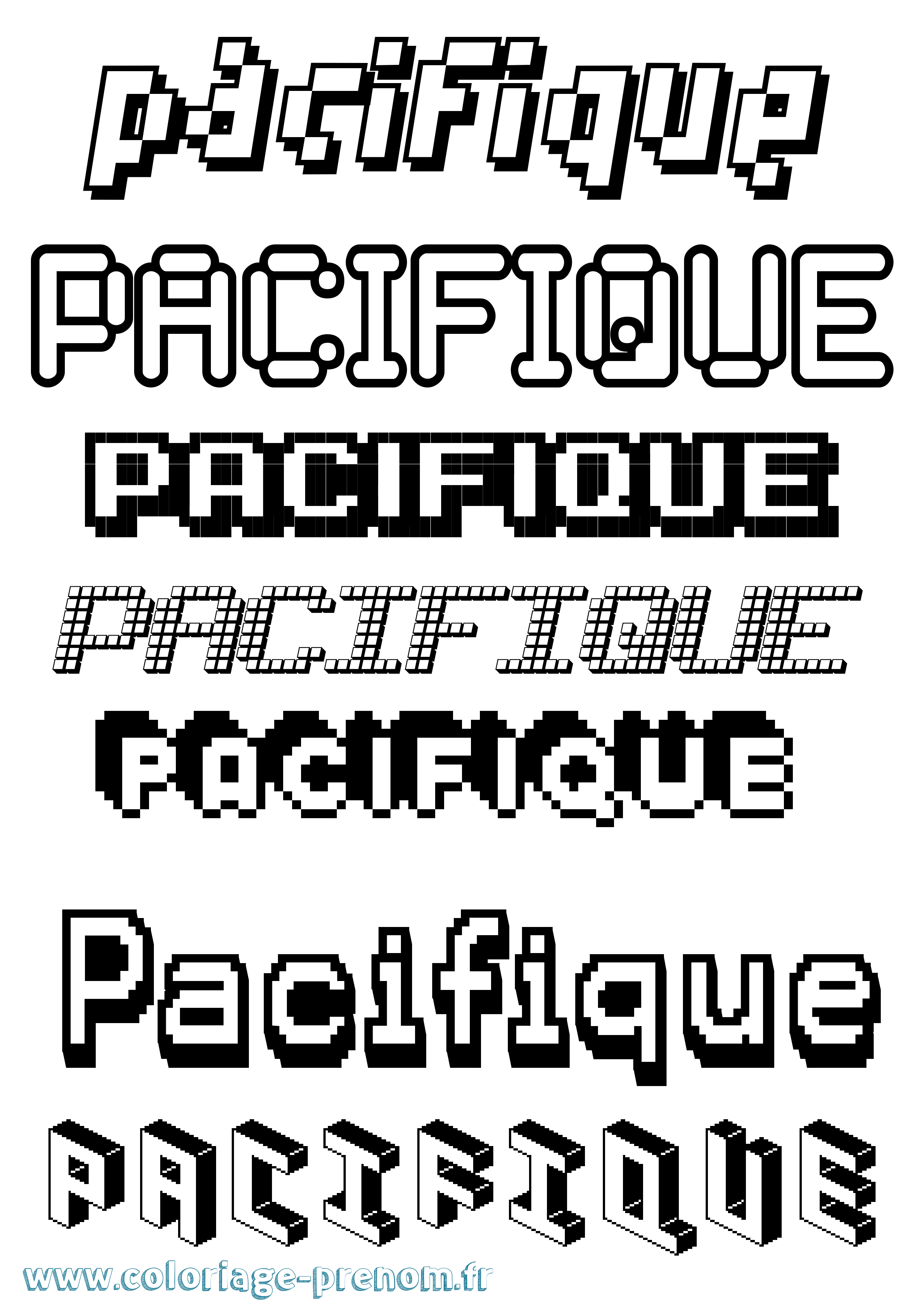 Coloriage prénom Pacifique Pixel