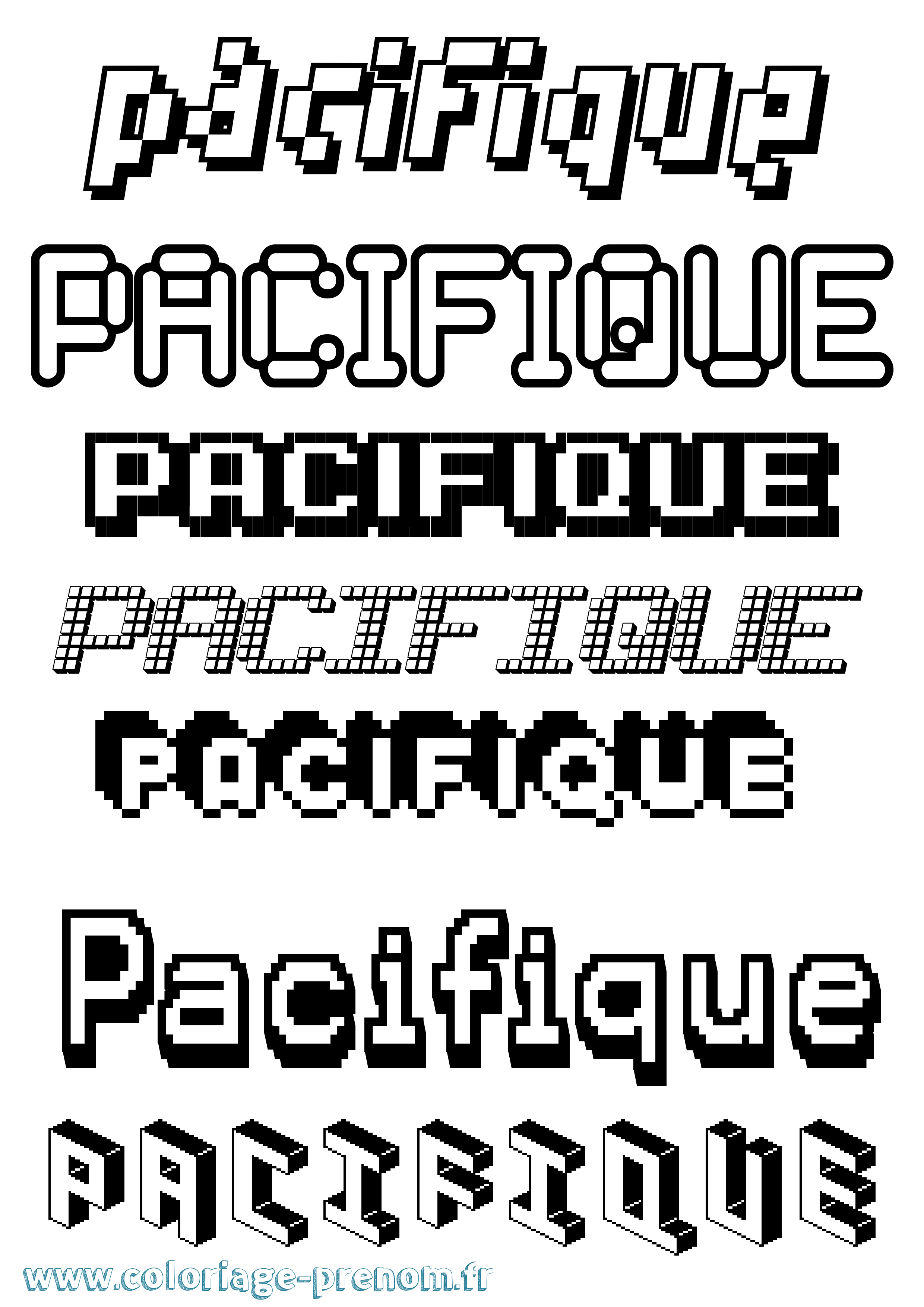 Coloriage Pacifique Pixel Coloriage prénom Pacifique Pixel