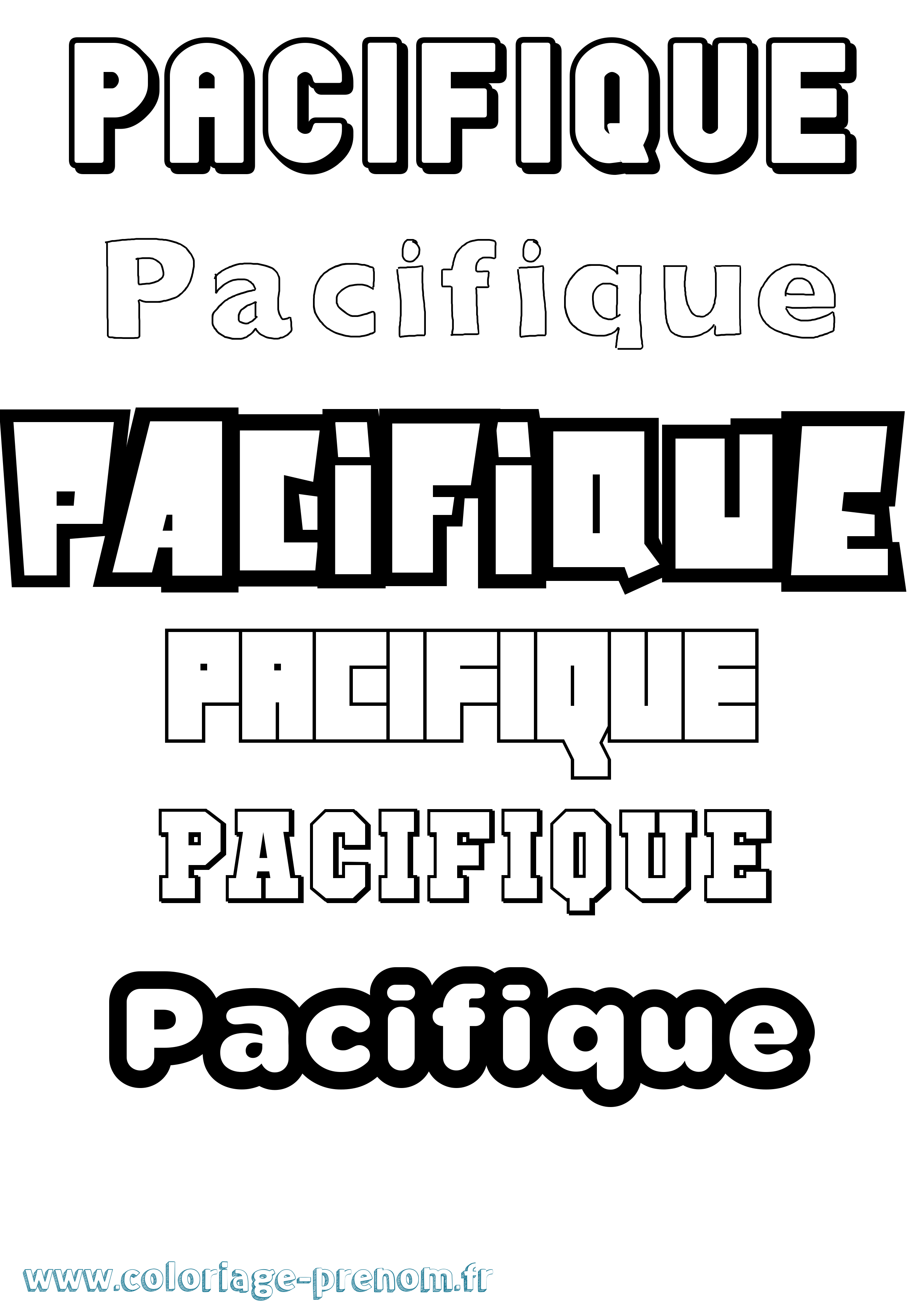 Coloriage prénom Pacifique Simple