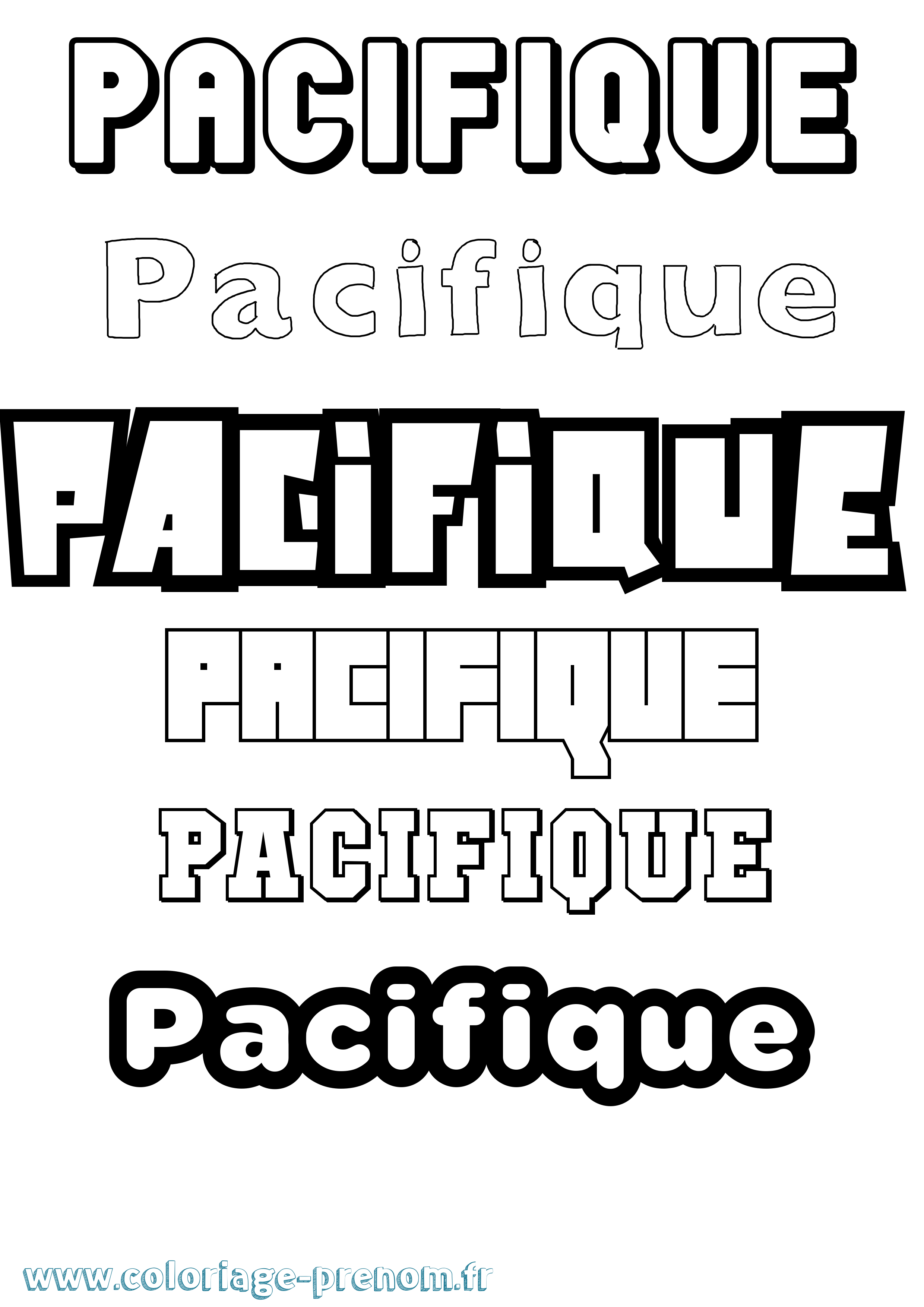 Coloriage Pacifique Simple Coloriage prénom Pacifique Simple