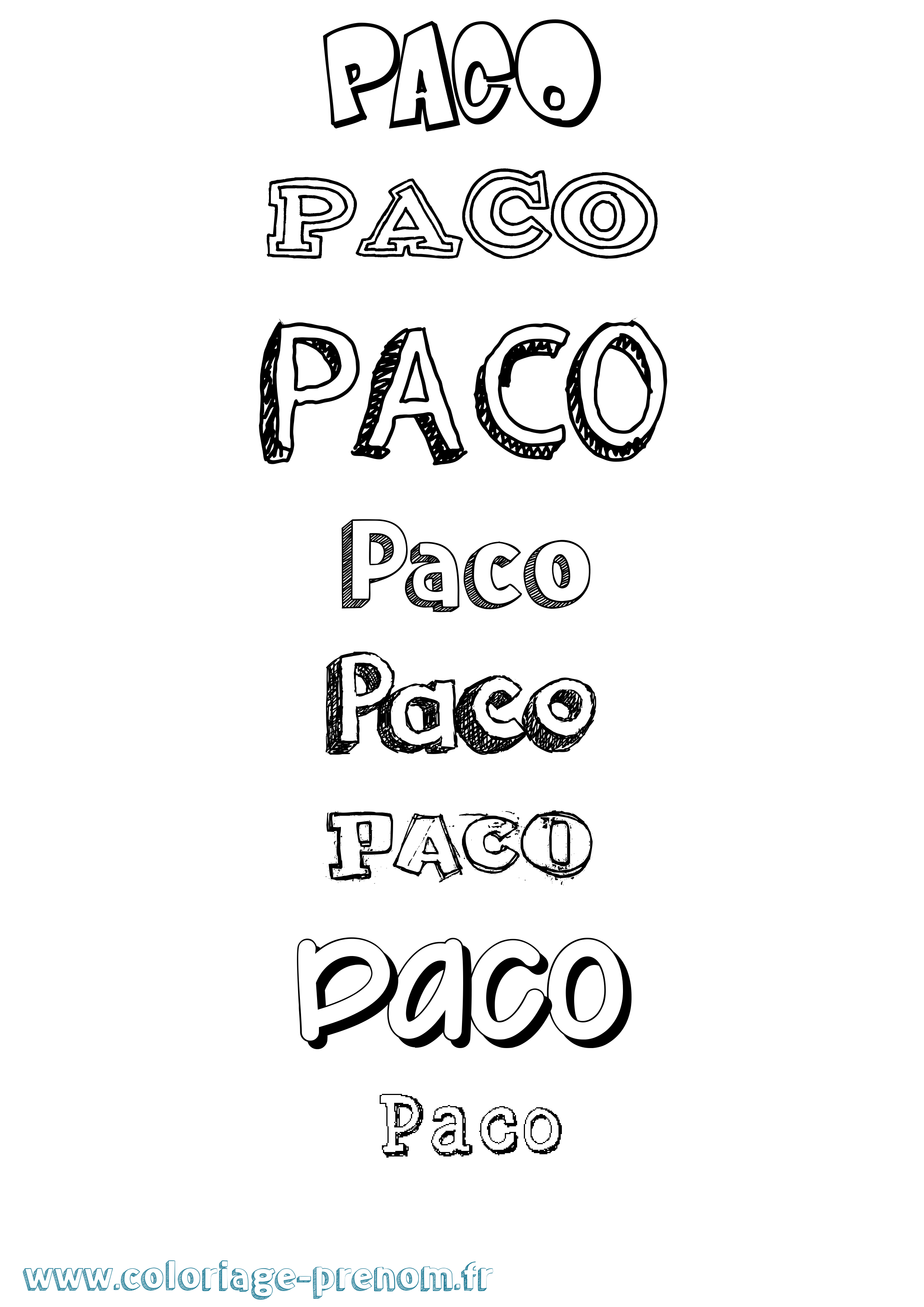 Coloriage prénom Paco Dessiné