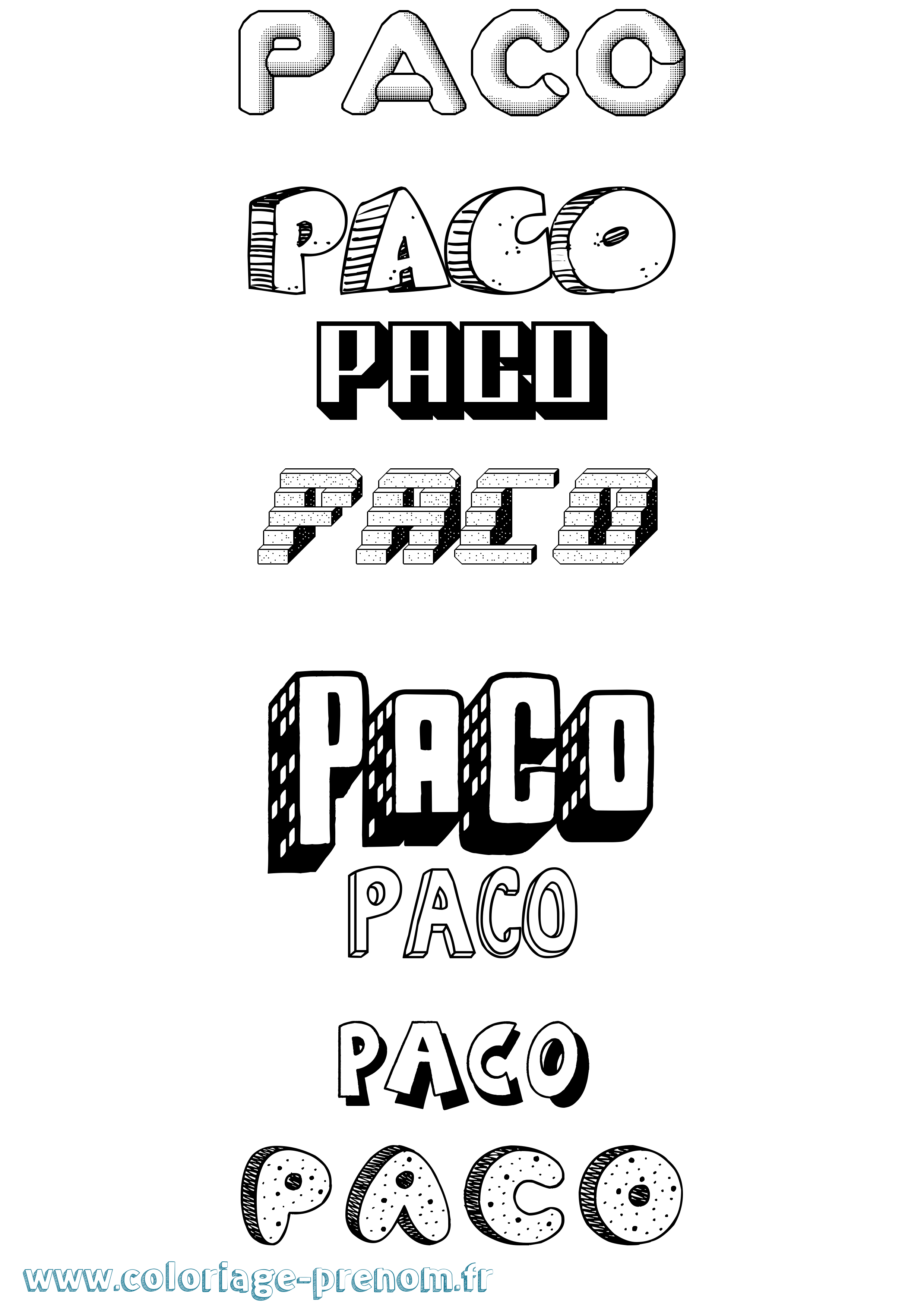 Coloriage prénom Paco