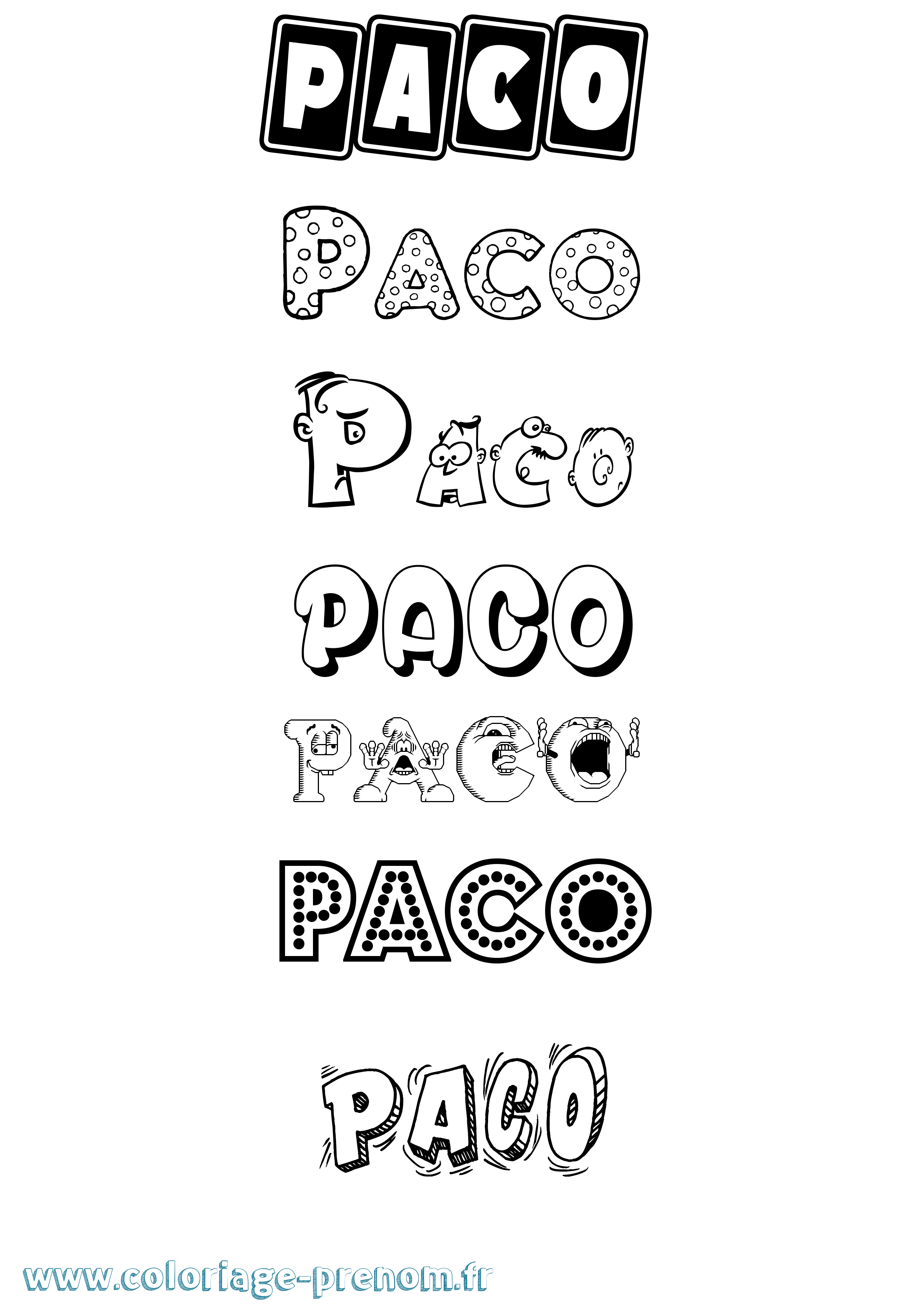 Coloriage prénom Paco Fun