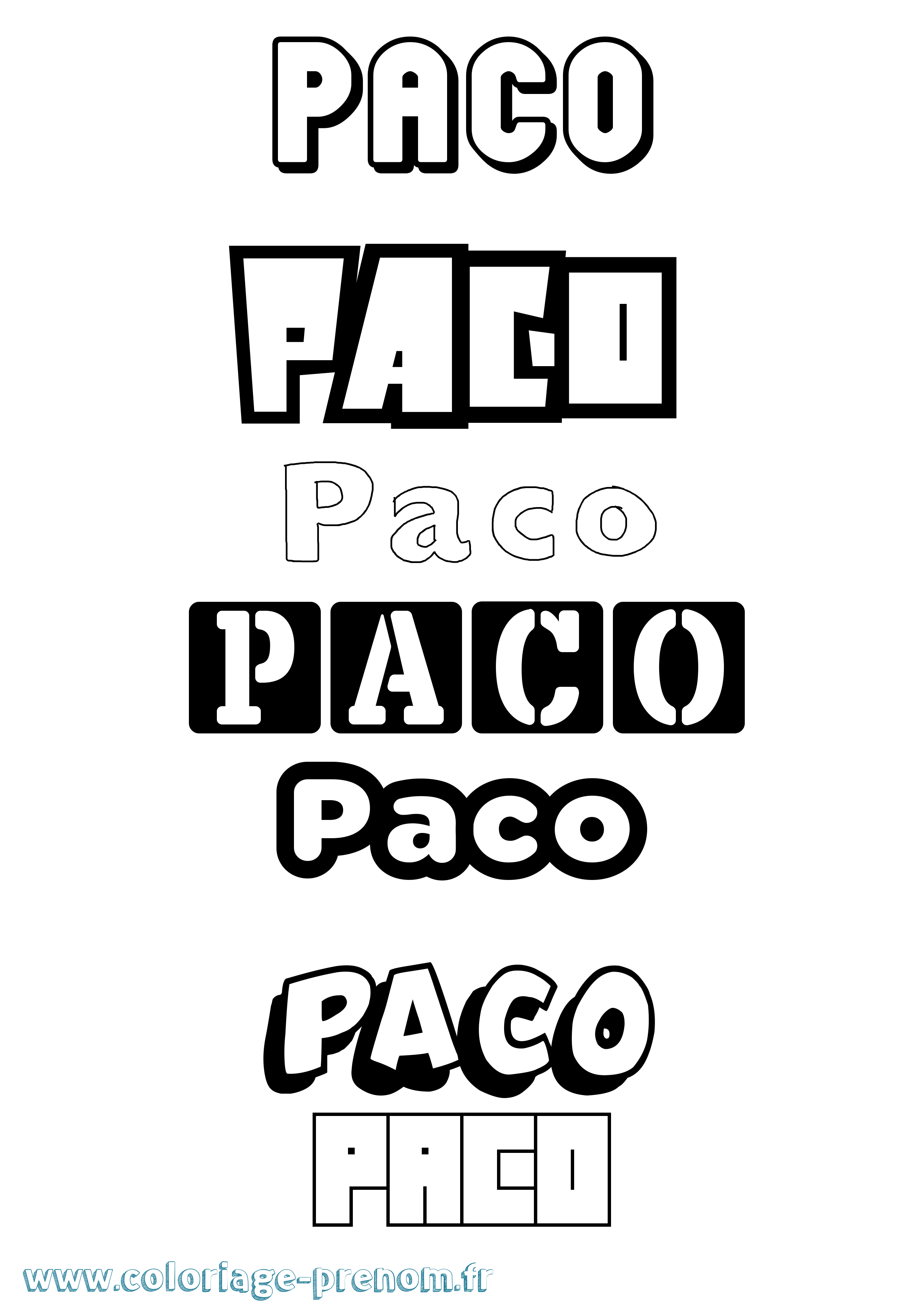 Coloriage prénom Paco Simple