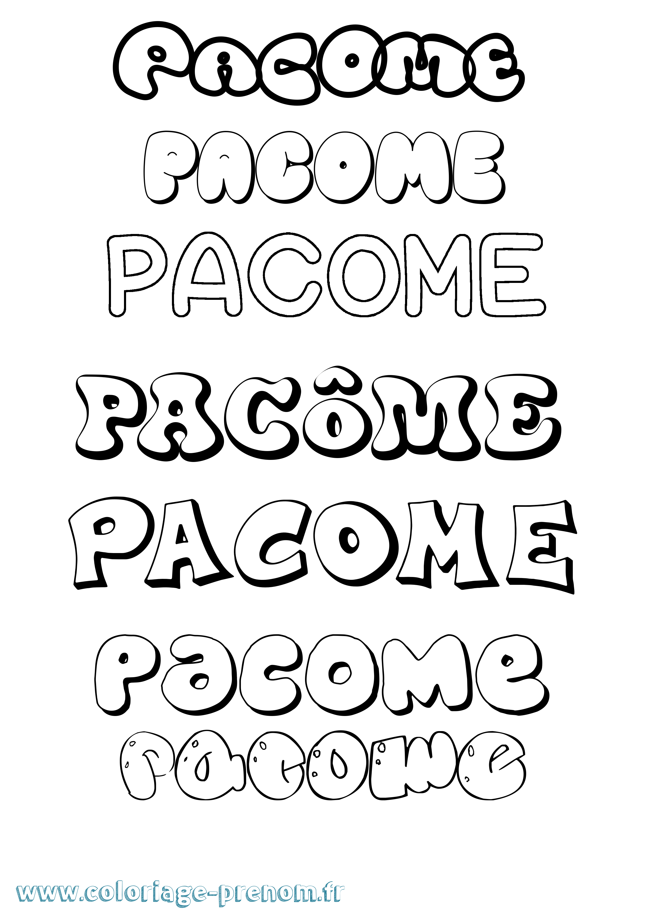 Coloriage Pacôme Bubble Coloriage prénom Pacôme Bubble