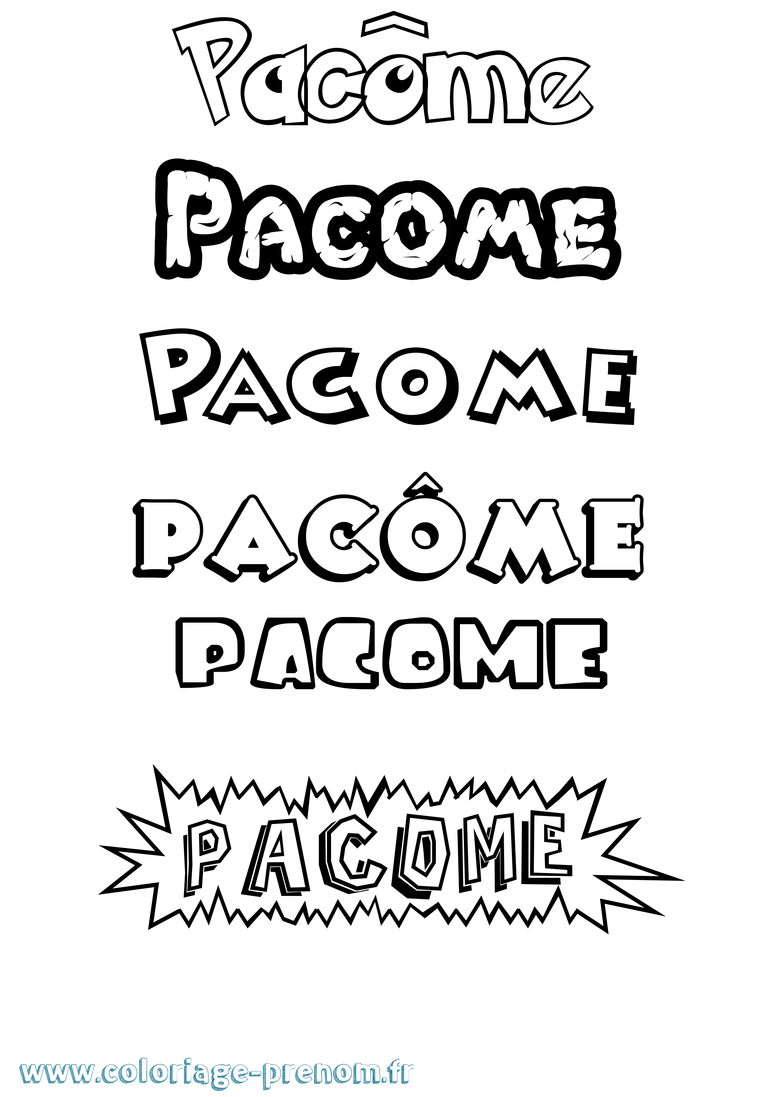 Coloriage Pacôme Dessin Animé Coloriage prénom Pacôme Dessin Animé