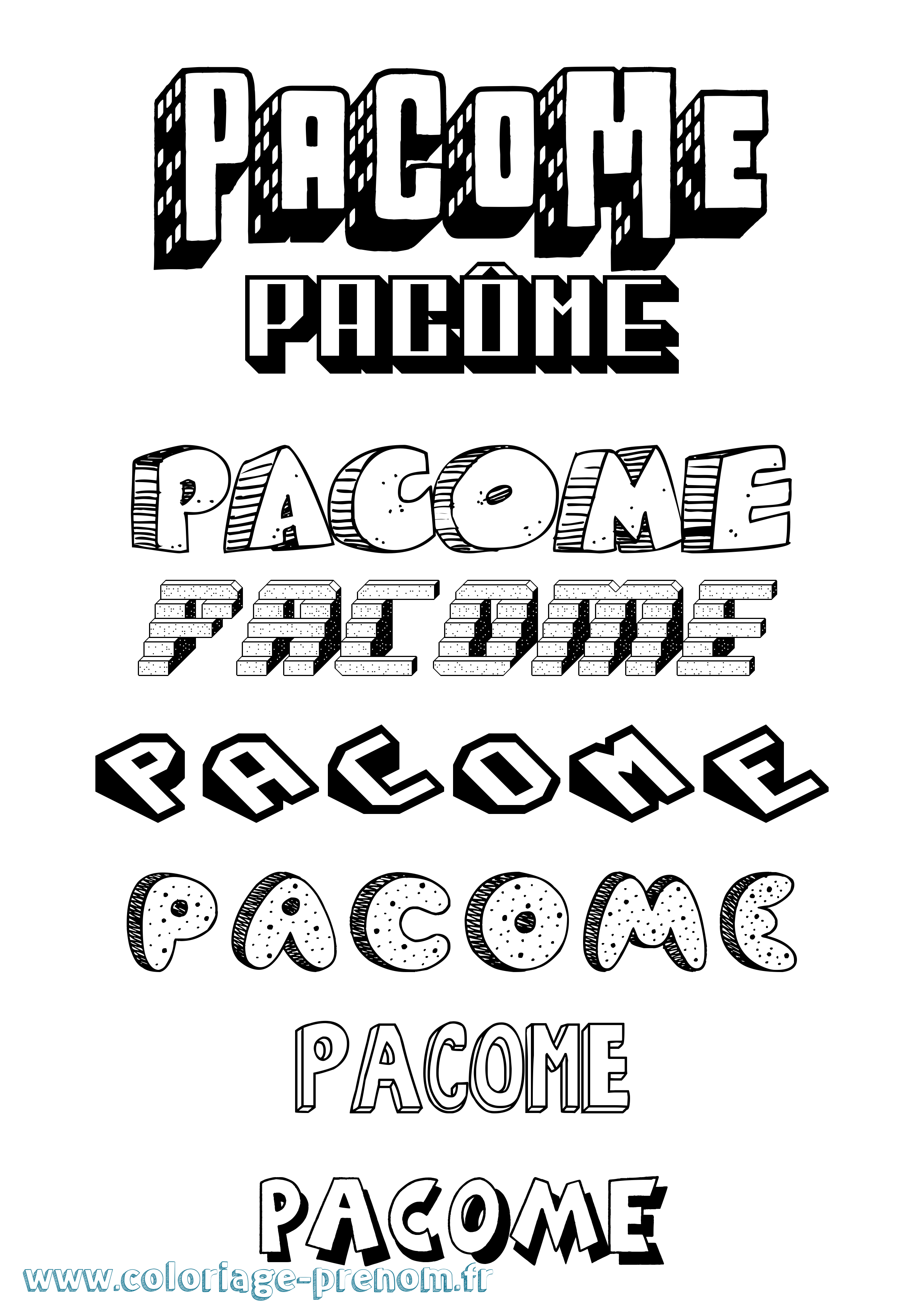 Coloriage Pacôme Effet 3D Coloriage prénom Pacôme Effet 3D