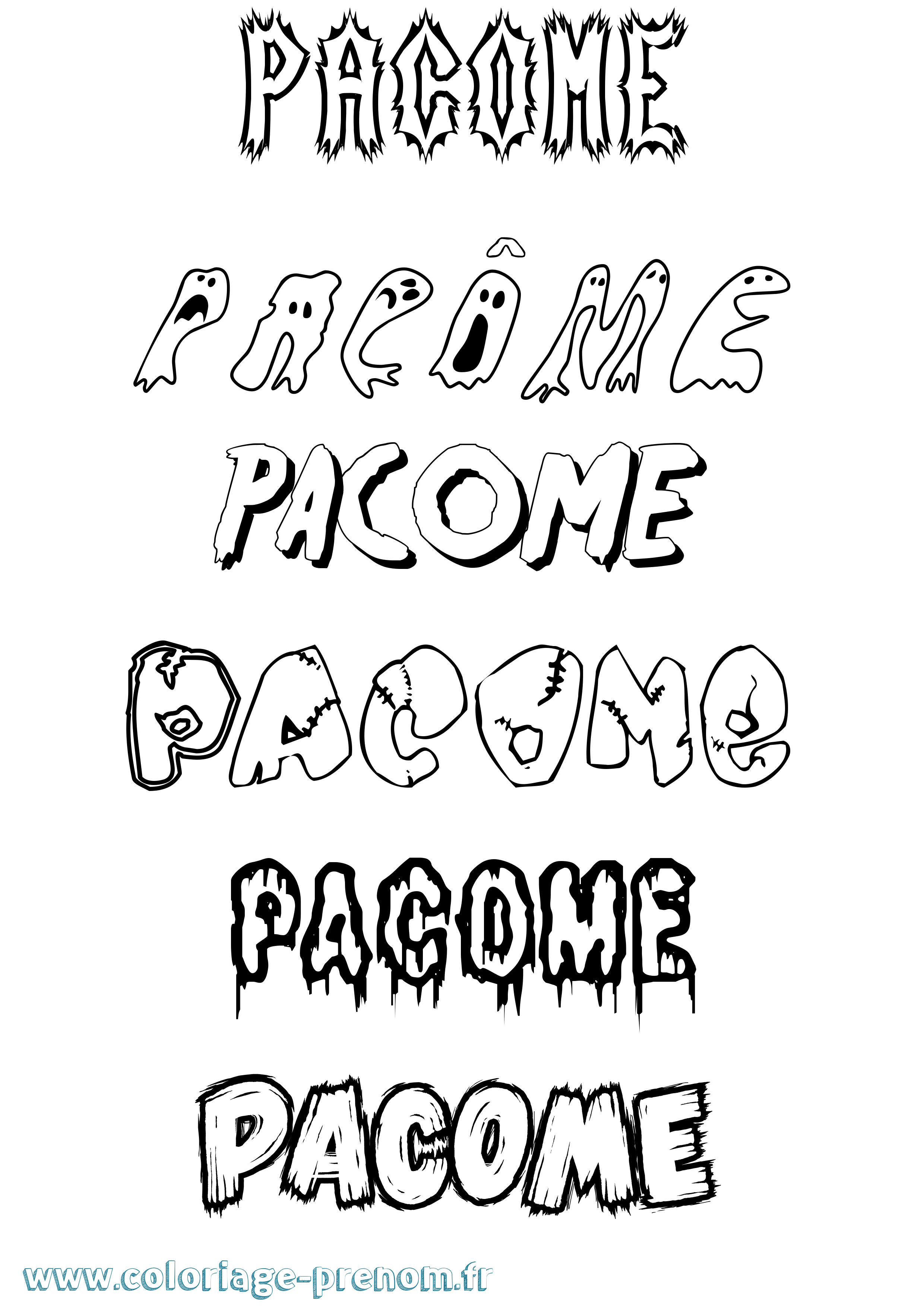 Coloriage Pacôme Frisson Coloriage prénom Pacôme Frisson