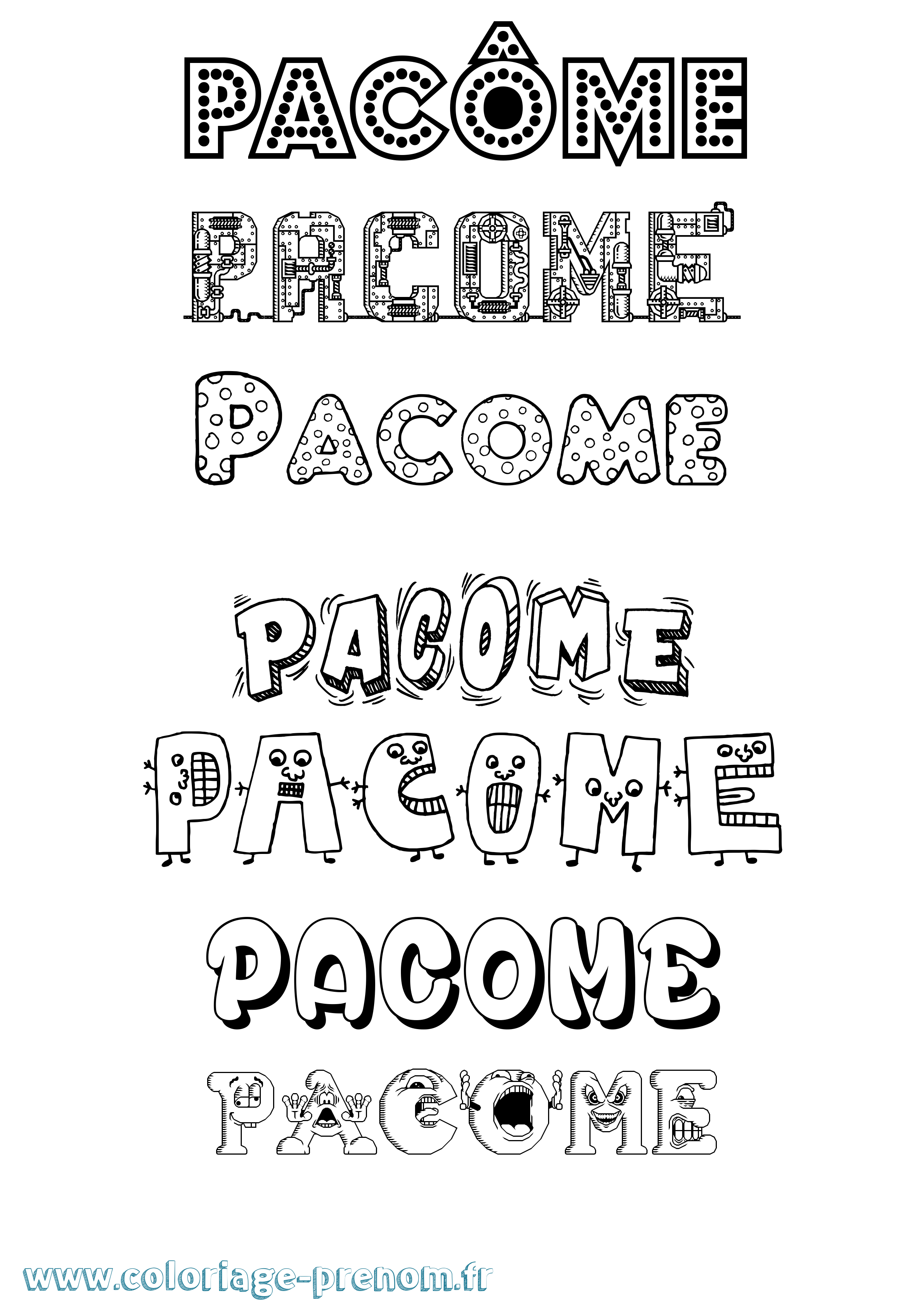 Coloriage Pacôme Fun Coloriage prénom Pacôme Fun