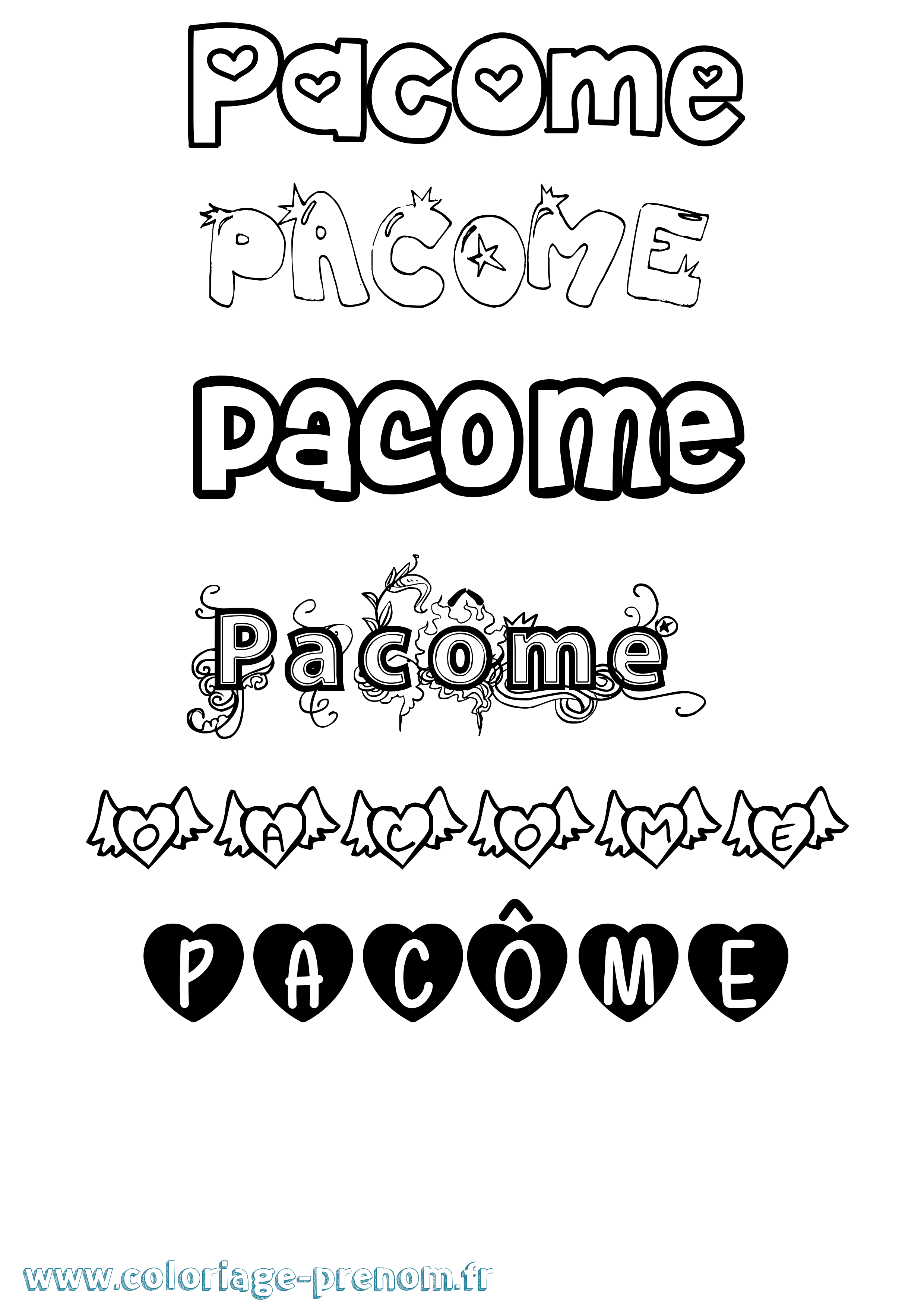 Coloriage Pacôme Girly Coloriage prénom Pacôme Girly