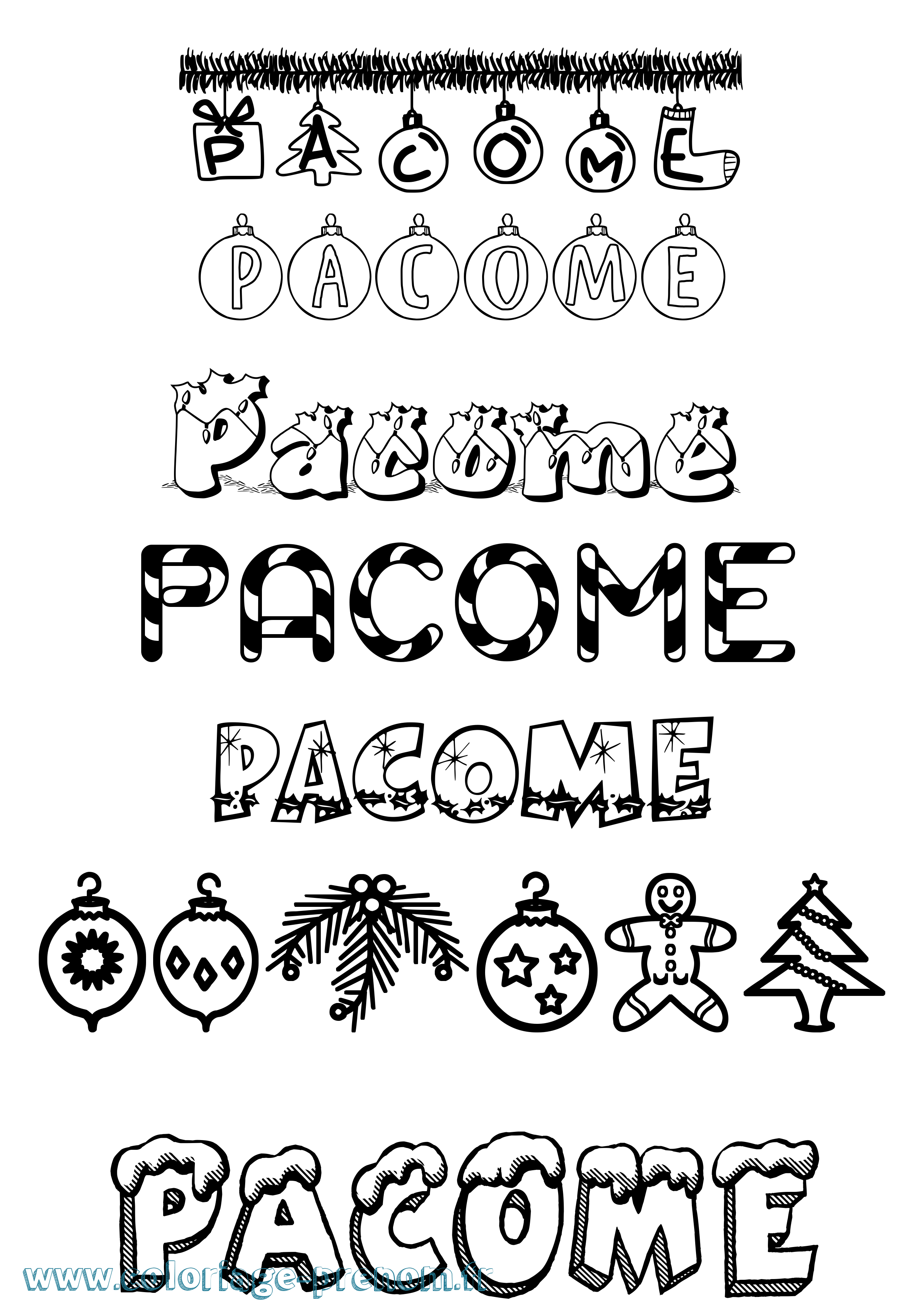Coloriage Pacôme Noël Coloriage prénom Pacôme Noël