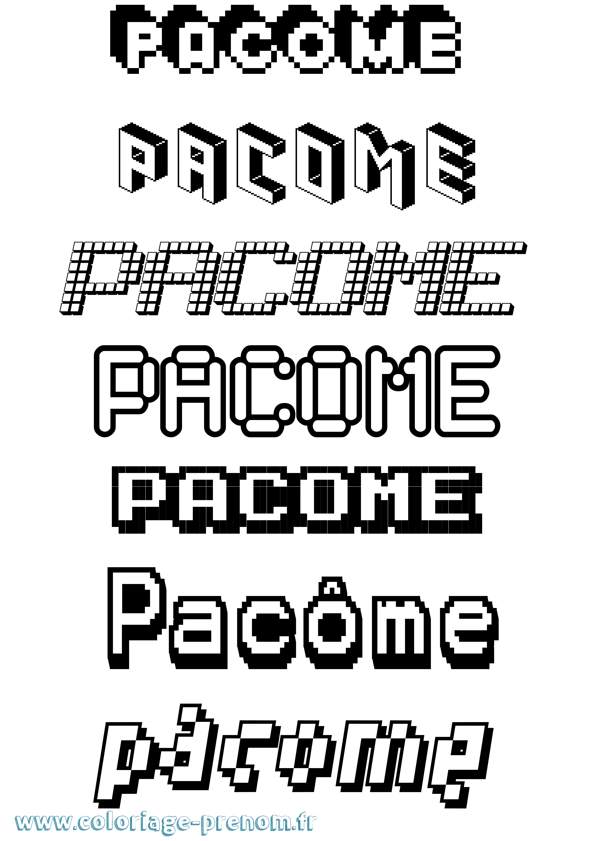 Coloriage prénom Pacôme Pixel