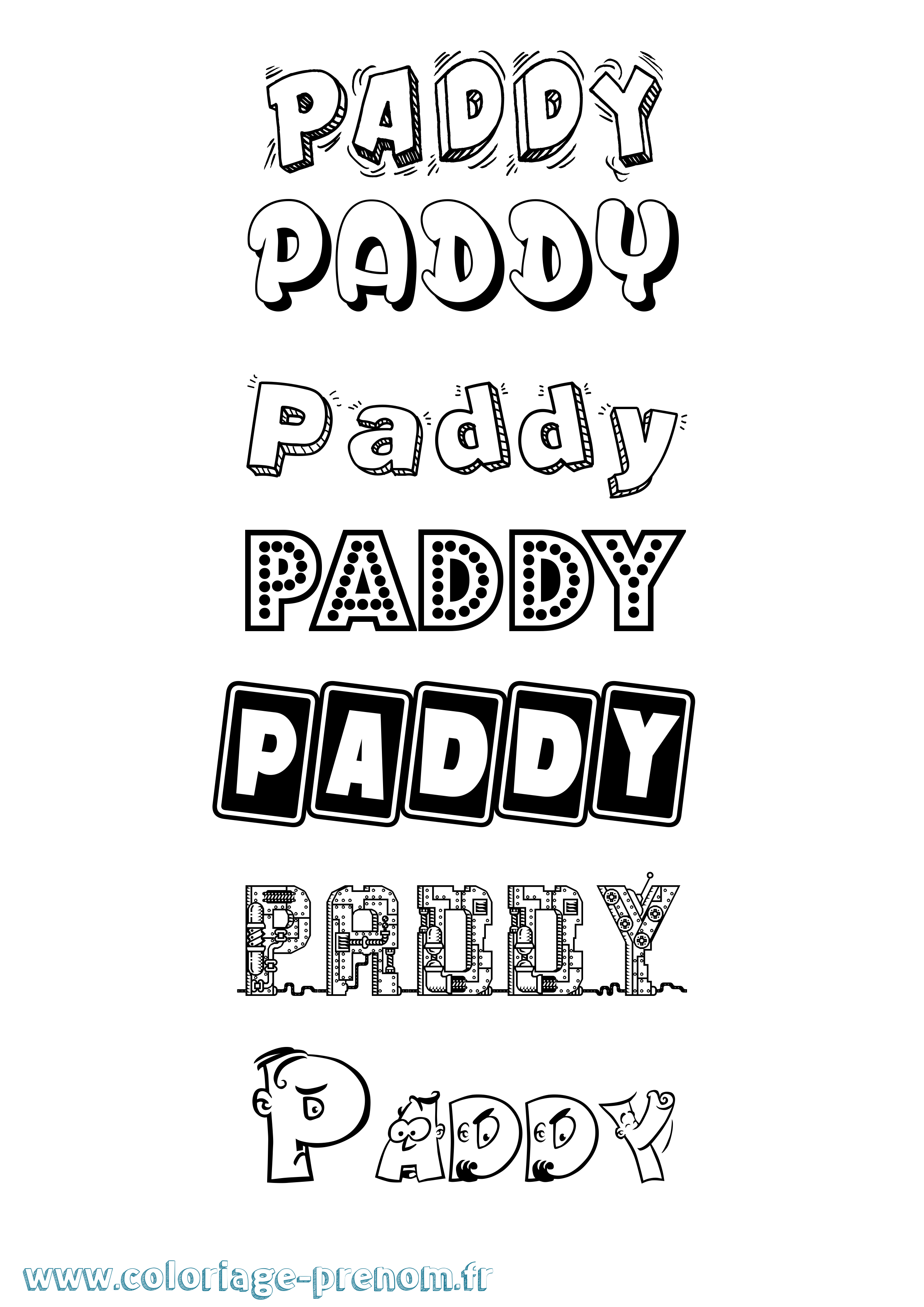 Coloriage du prénom Paddy à Imprimer ou Télécharger facilement