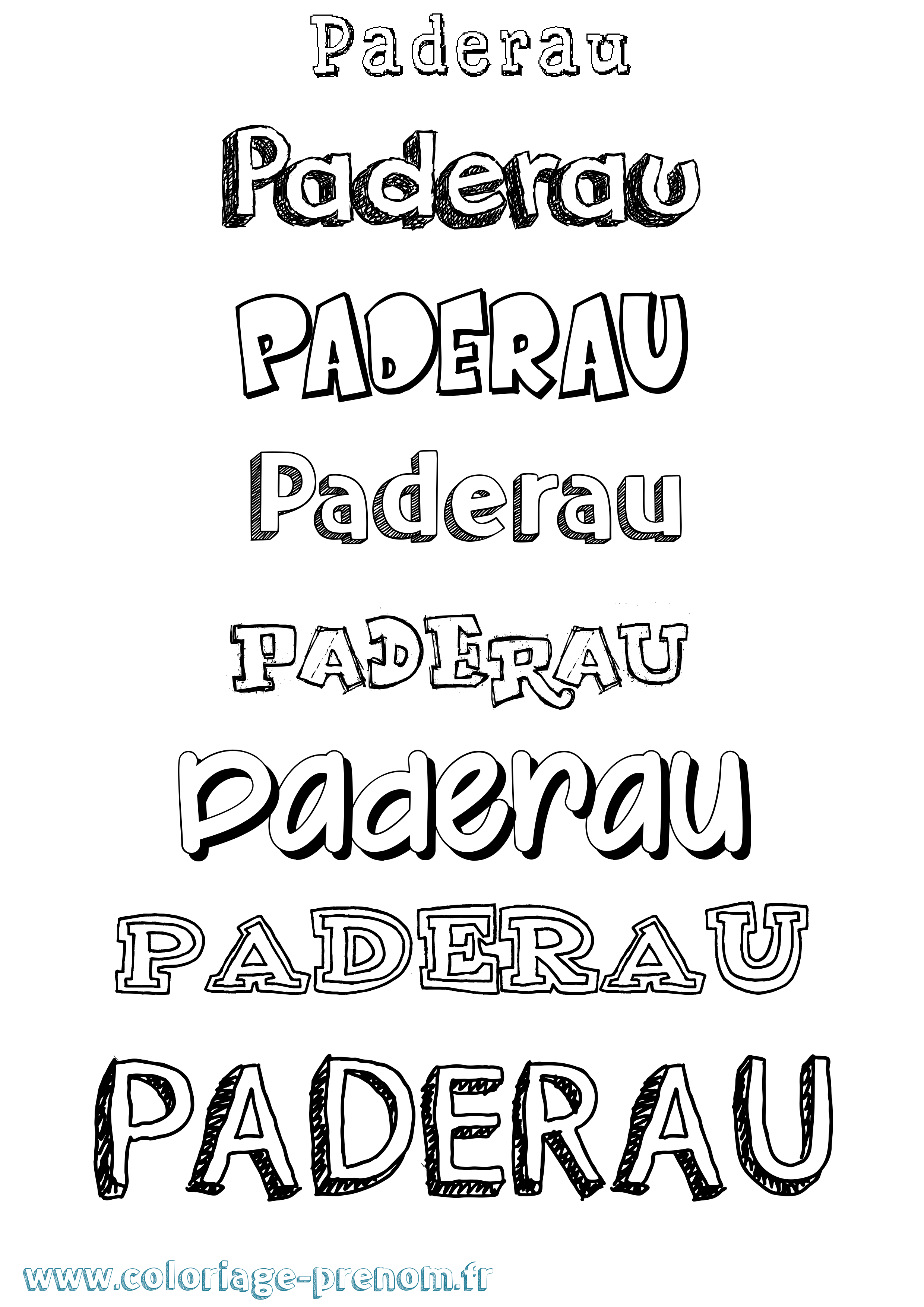 Coloriage prénom Paderau Dessiné