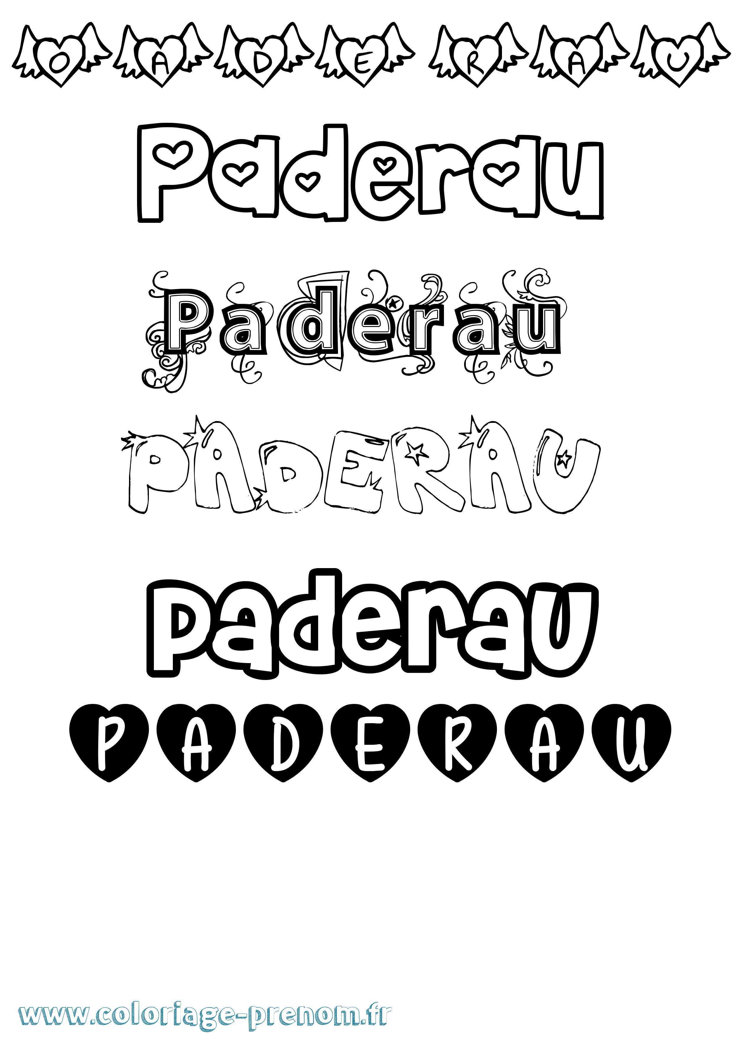 Coloriage prénom Paderau Girly