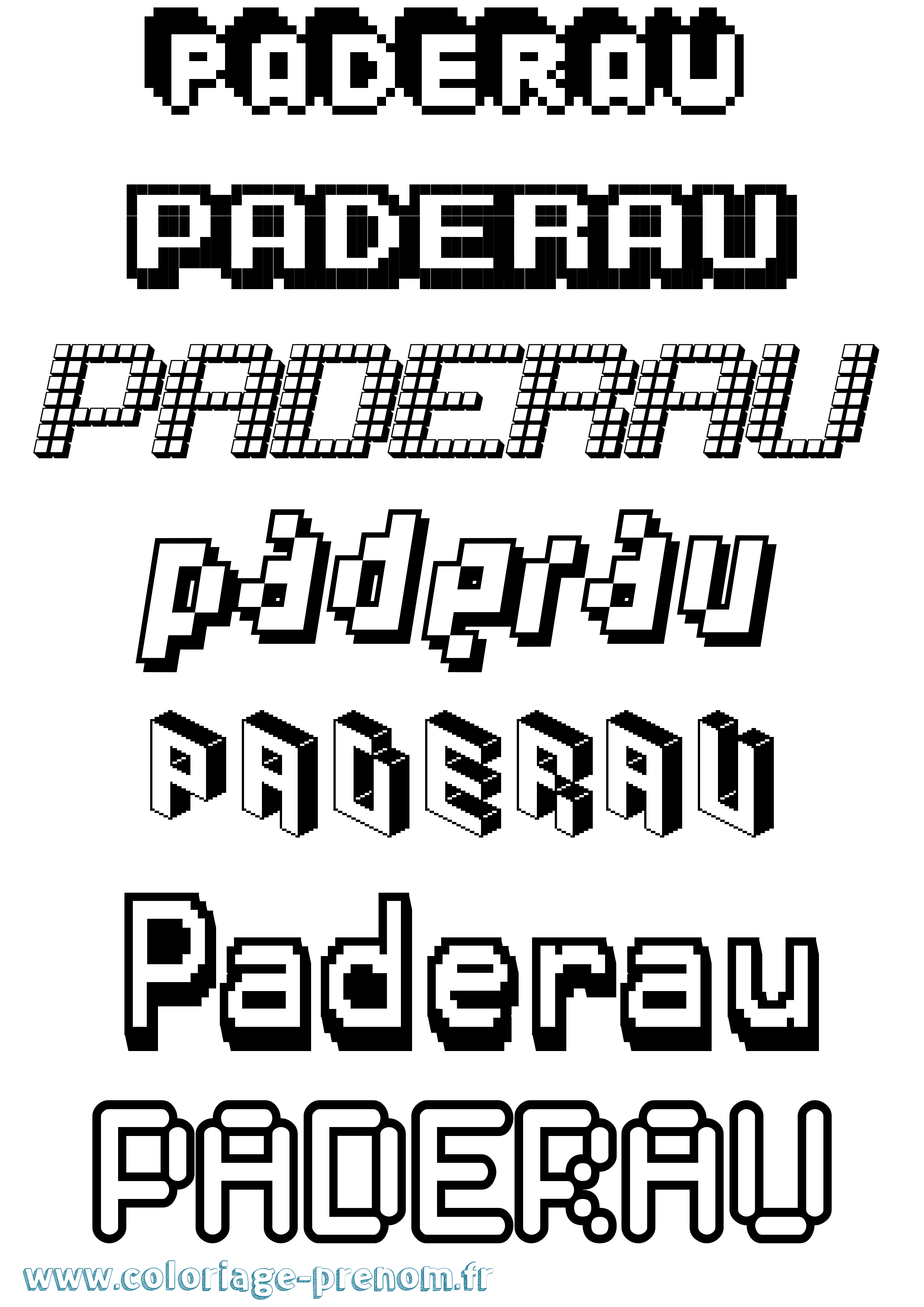 Coloriage prénom Paderau Pixel