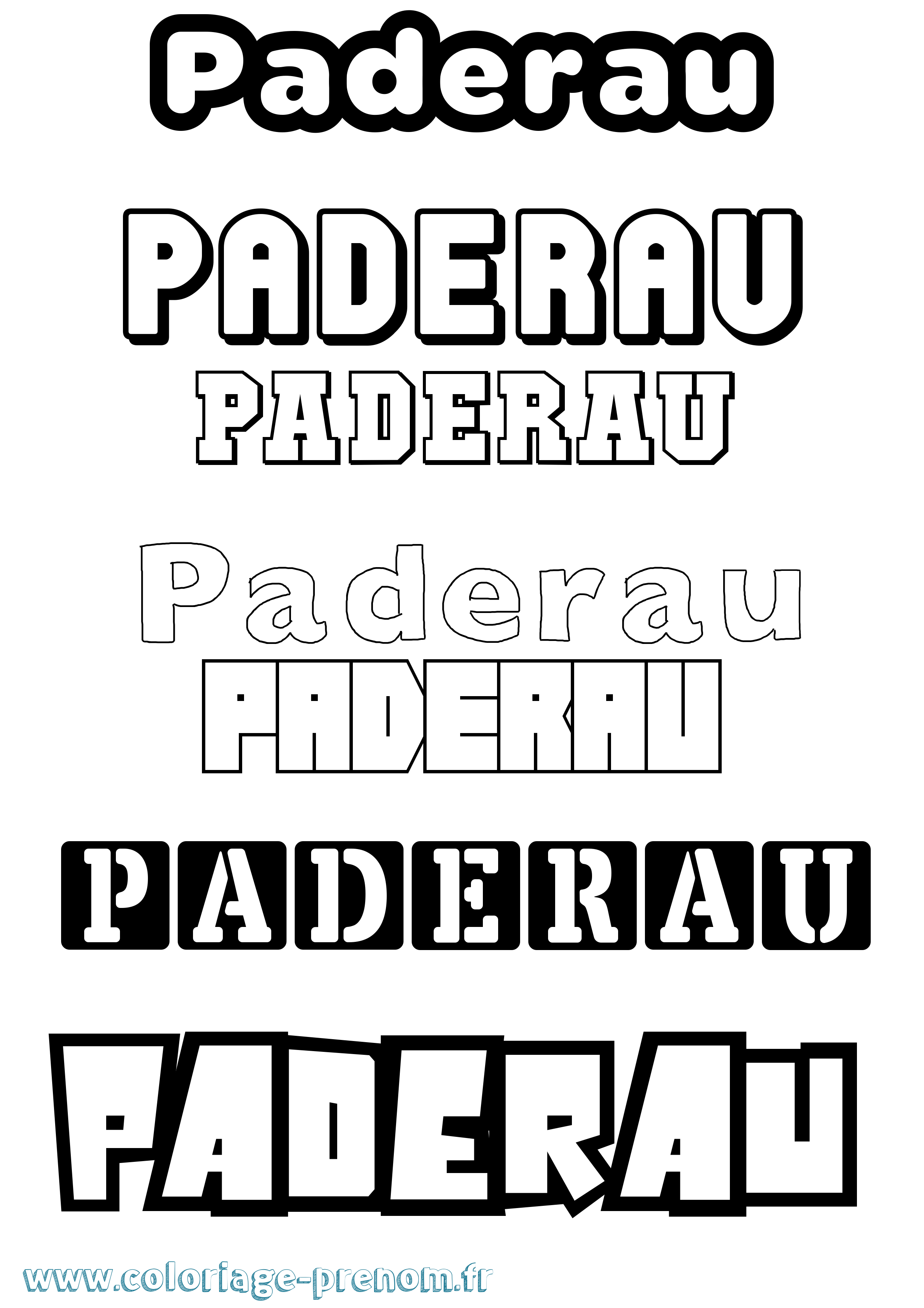 Coloriage prénom Paderau Simple