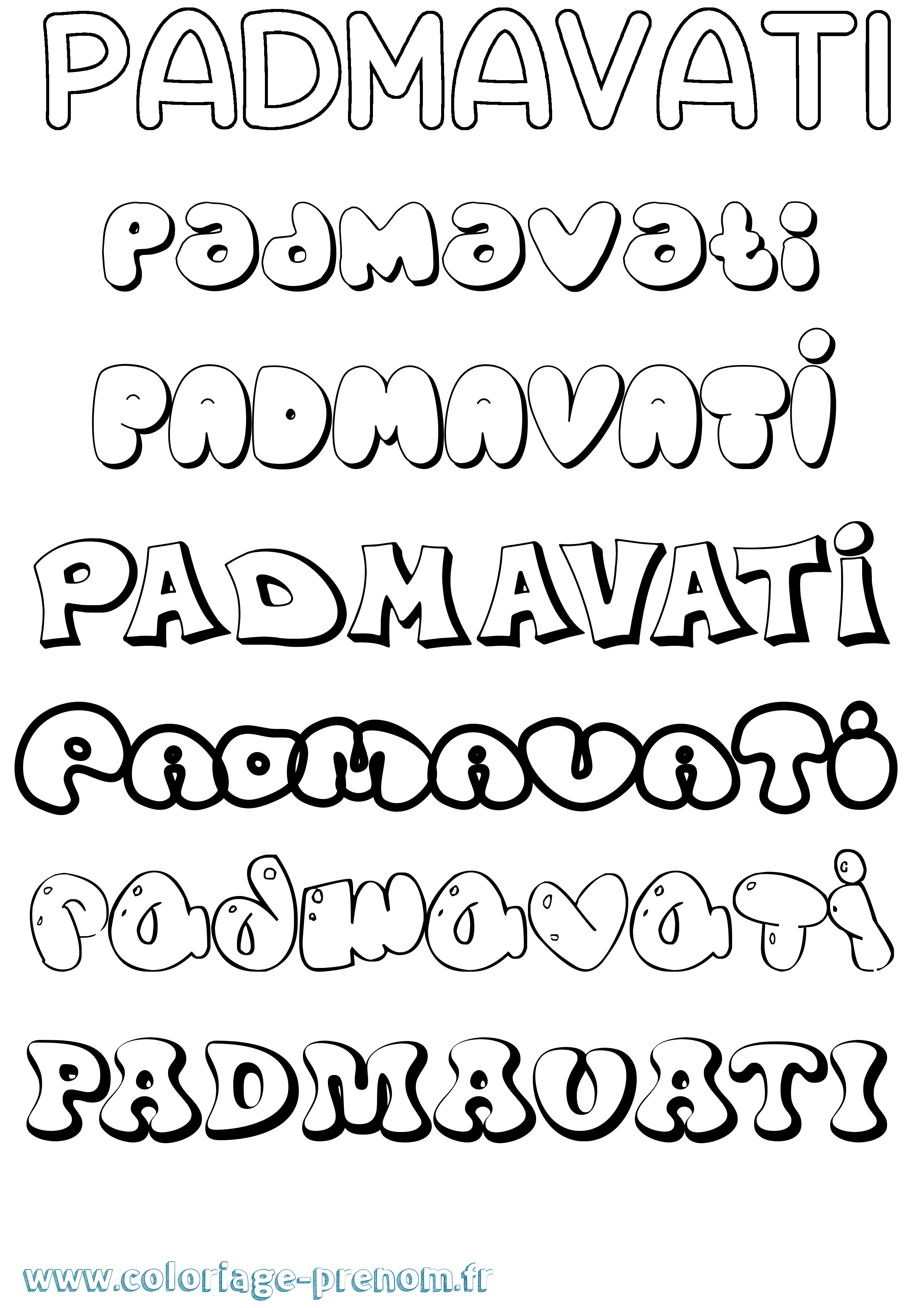 Coloriage Padmavati Bubble Coloriage prénom Padmavati Bubble