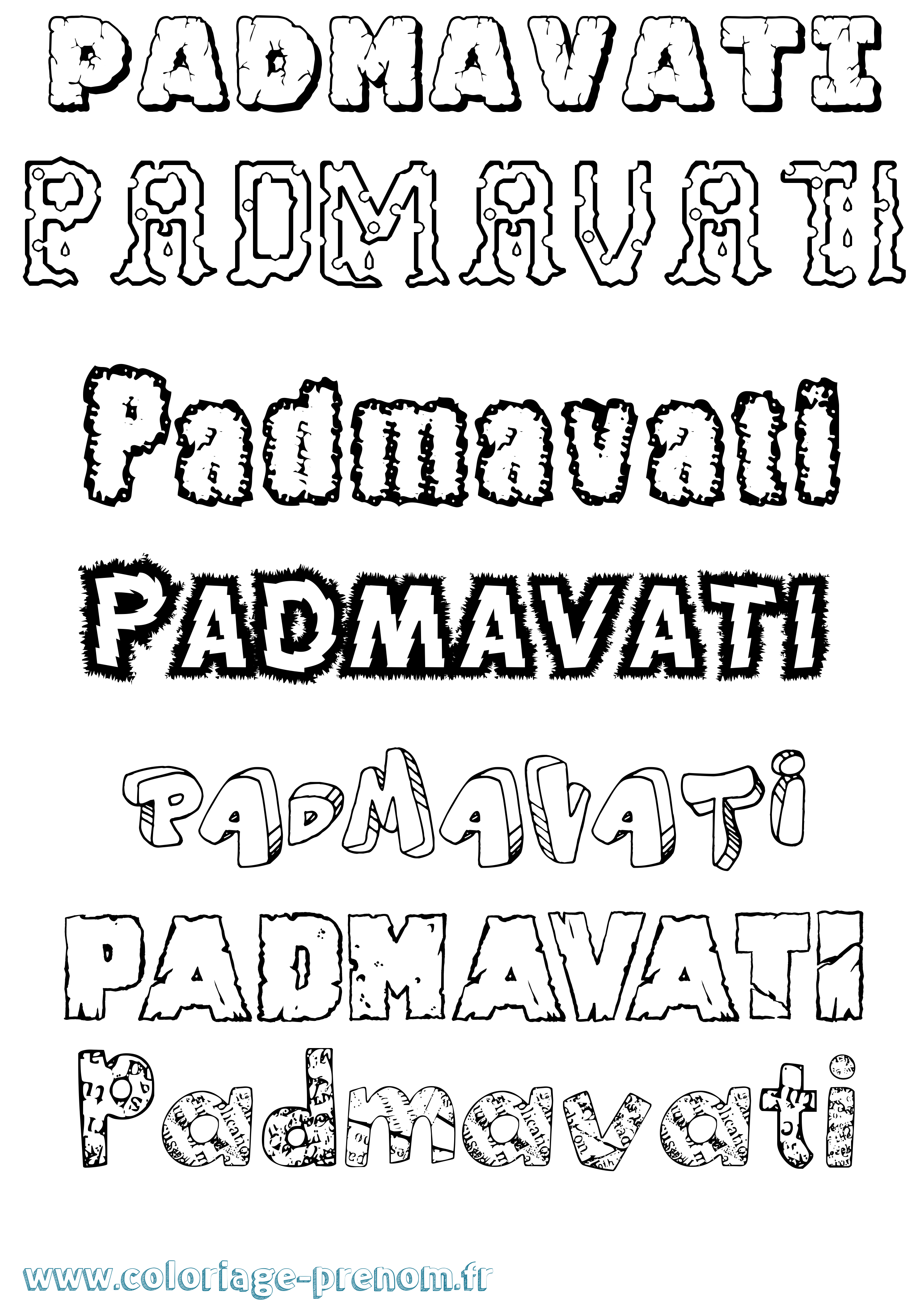 Coloriage prénom Padmavati Destructuré