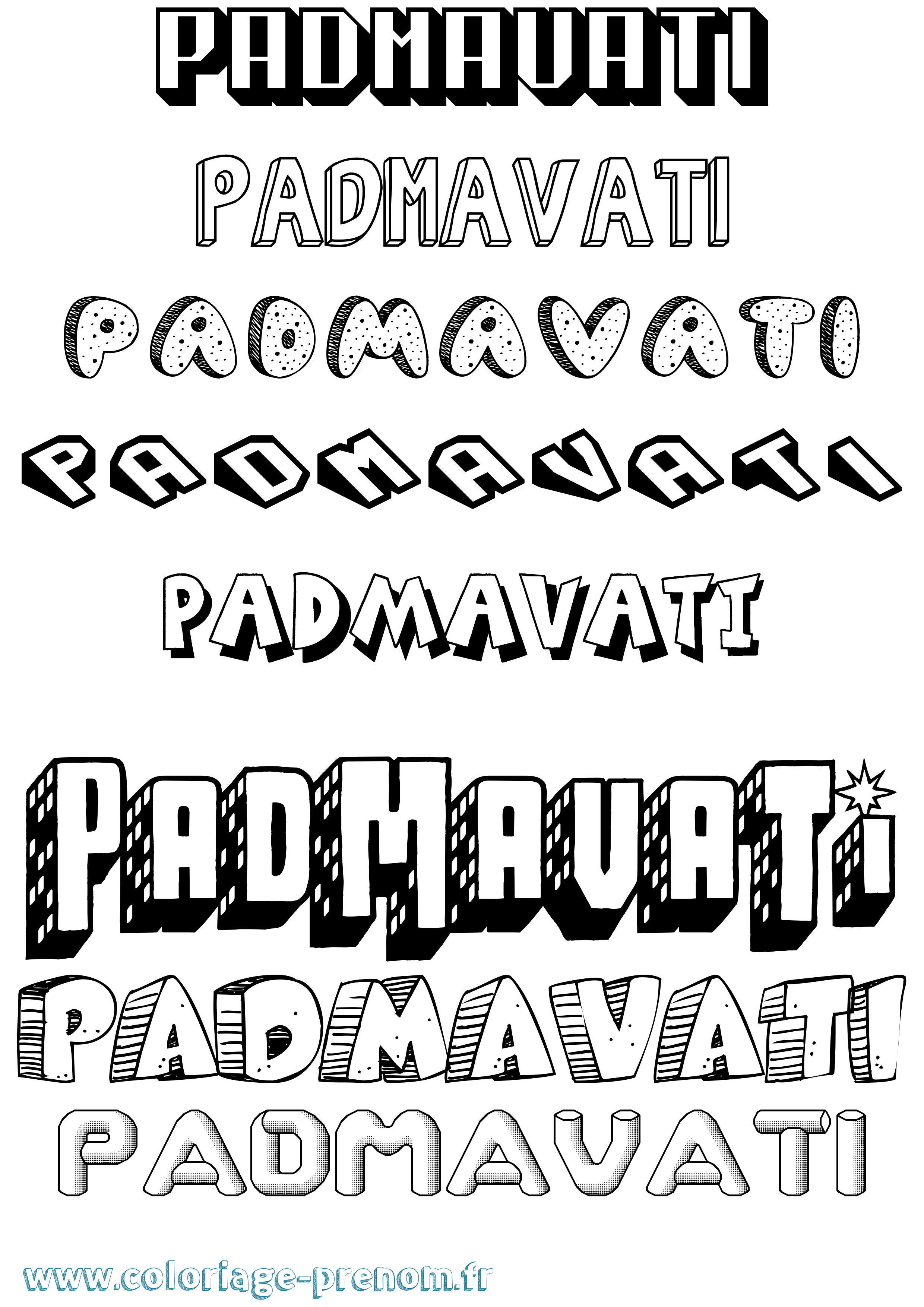 Coloriage Padmavati Effet 3D Coloriage prénom Padmavati Effet 3D