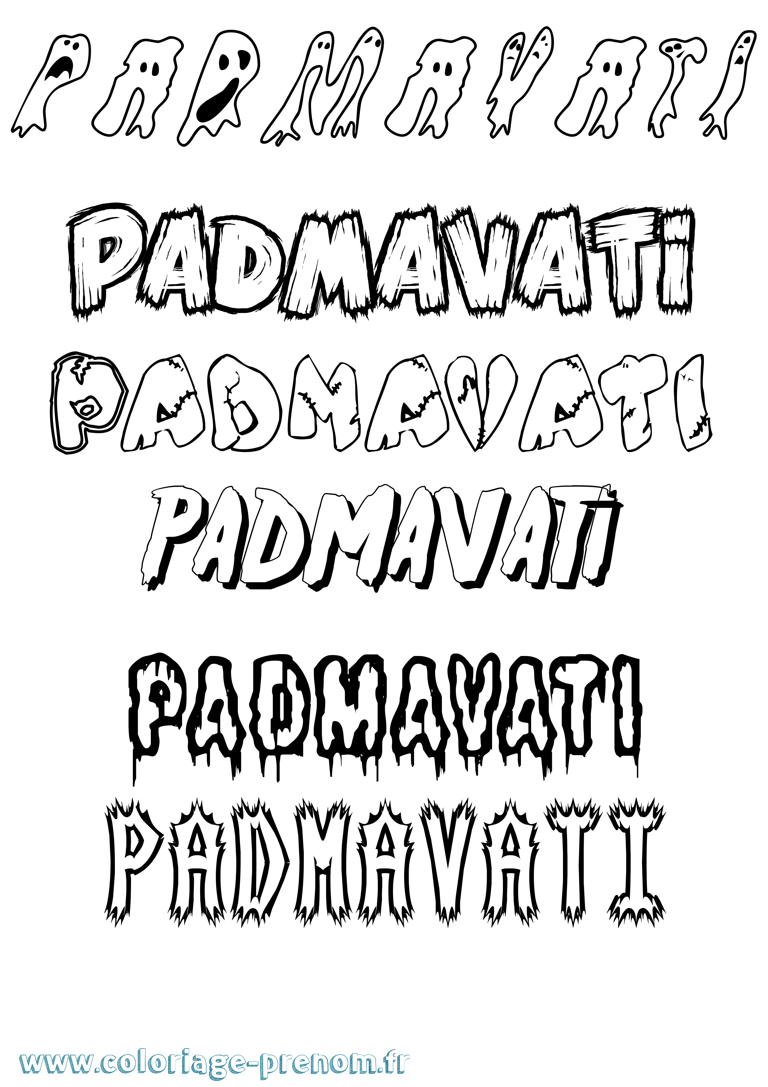 Coloriage Padmavati Frisson Coloriage prénom Padmavati Frisson