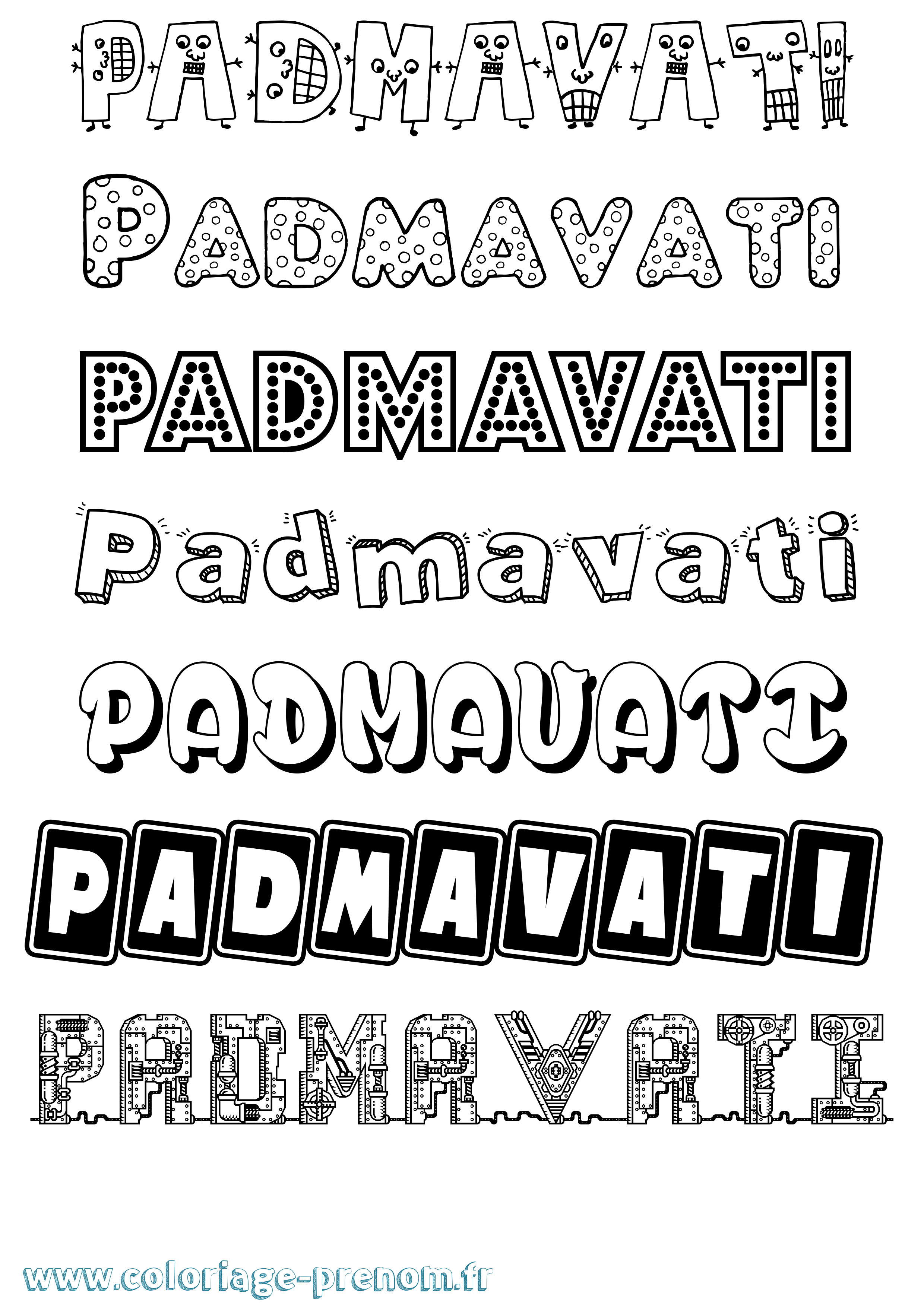 Coloriage prénom Padmavati Fun