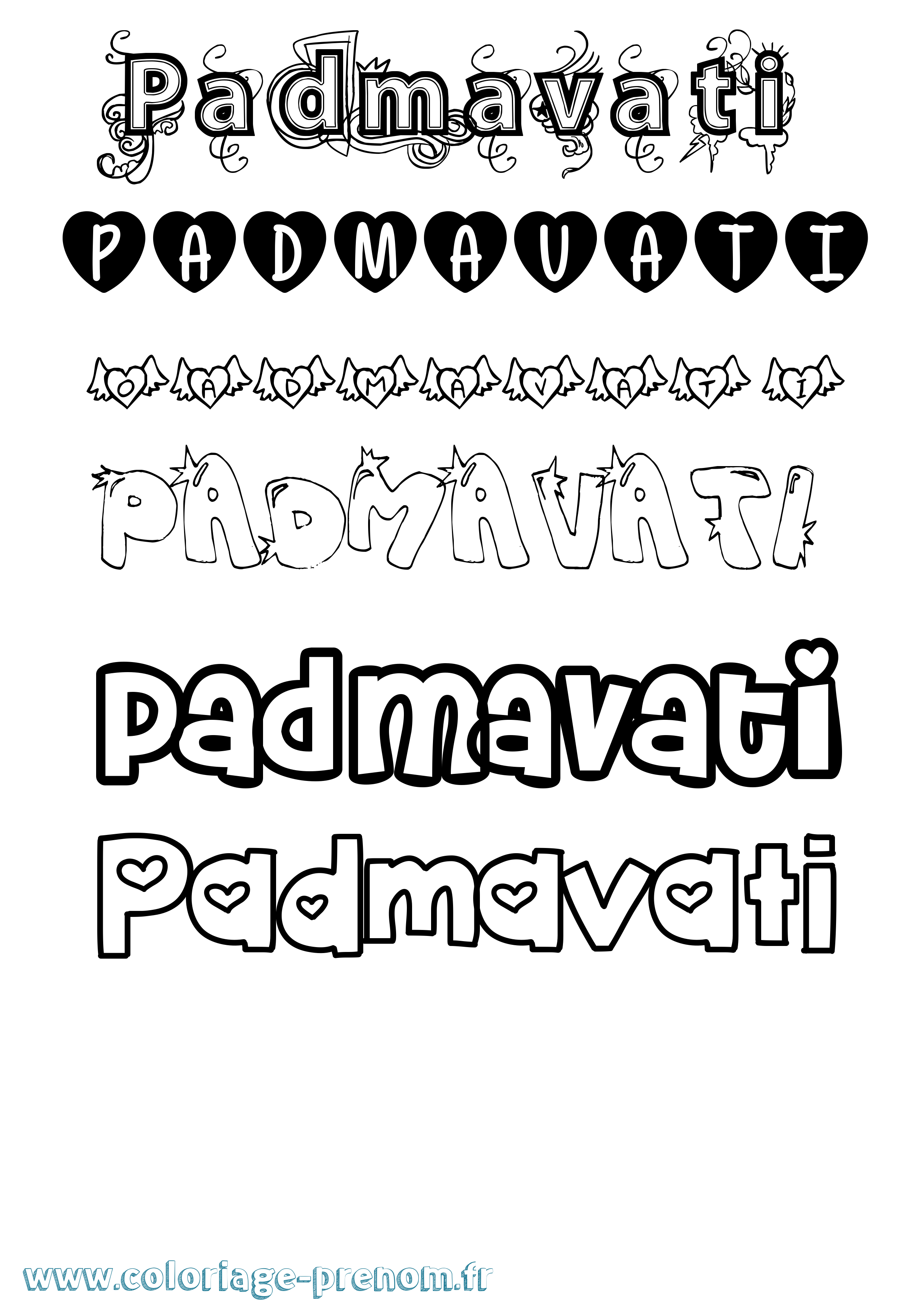 Coloriage Padmavati Girly Coloriage prénom Padmavati Girly