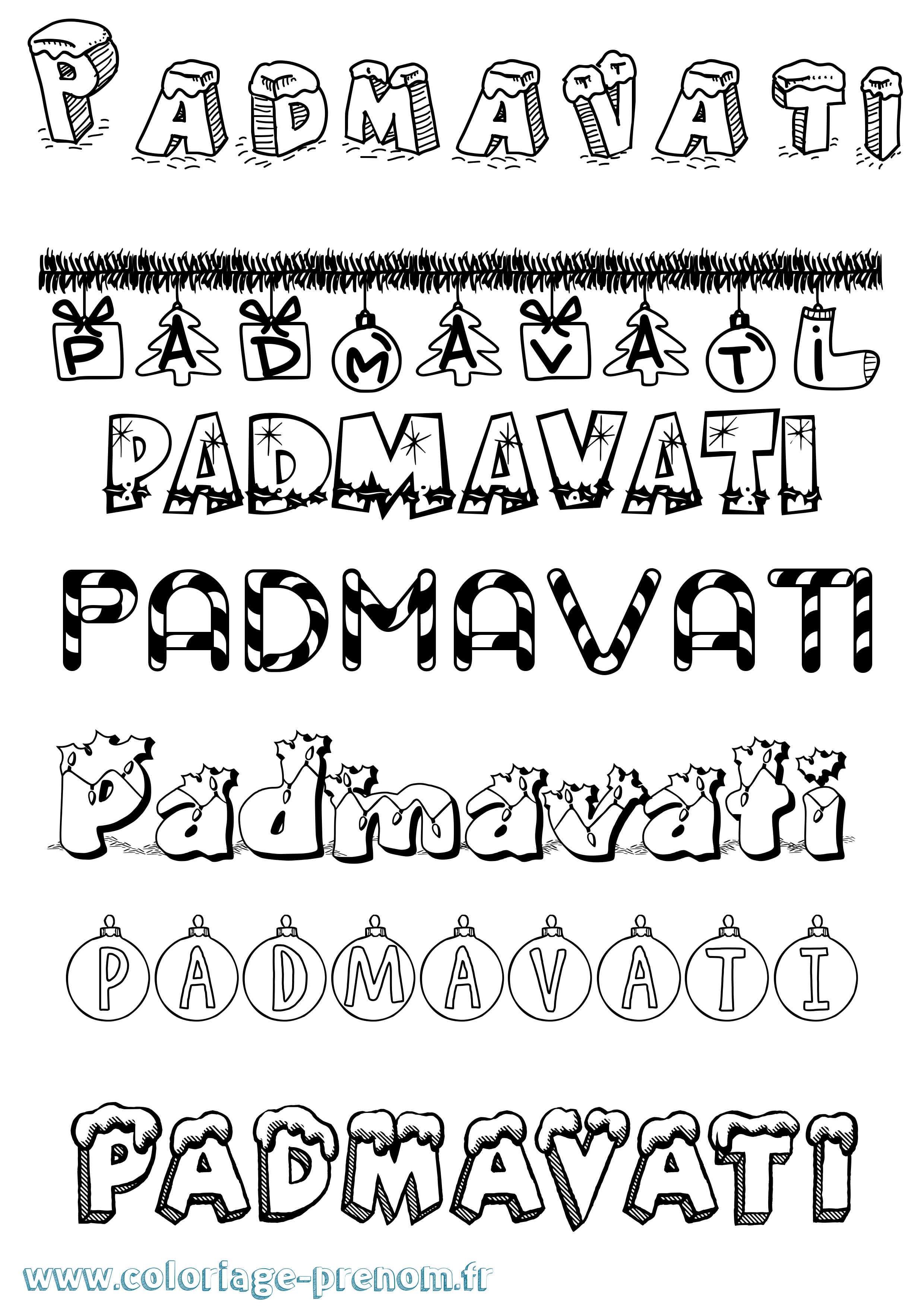 Coloriage Padmavati Noël Coloriage prénom Padmavati Noël